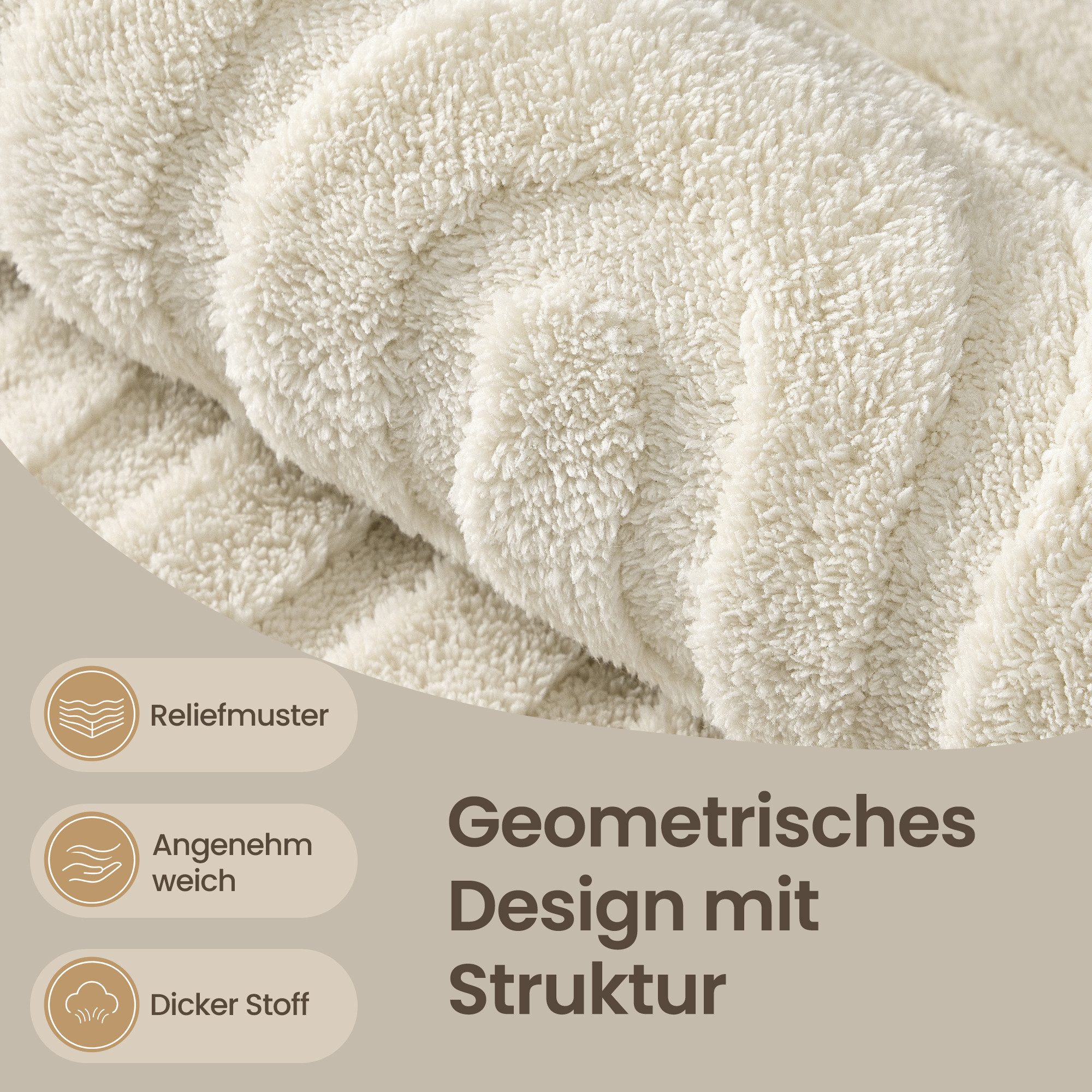 SONGMICS Teppich 3D Hoch-Tief-Flor, Höhe:10mm für Wohnzimmer Schlafzimmer, Maschinenwaschbar, Rutschfeste TPR-Rückseite, 150 x 80 x 1 cm – Bild 4 von 5