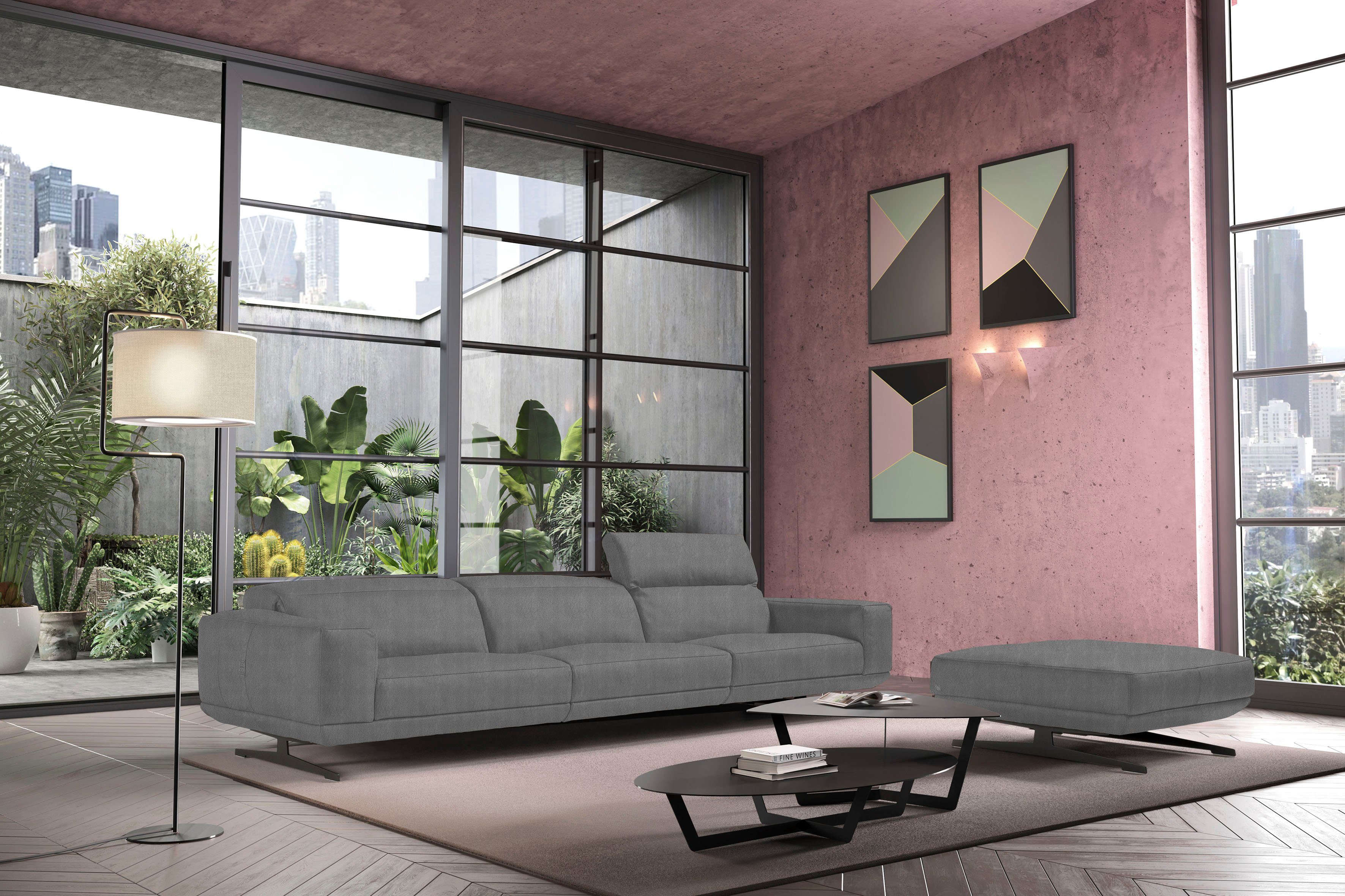 Egoitaliano 3-Sitzer Gloria, super bequem, hochwertige Verarbeitung, edles Design, Megasofa, beidseitig verstellbare Rückenelemente, mit Designmetallfüßen