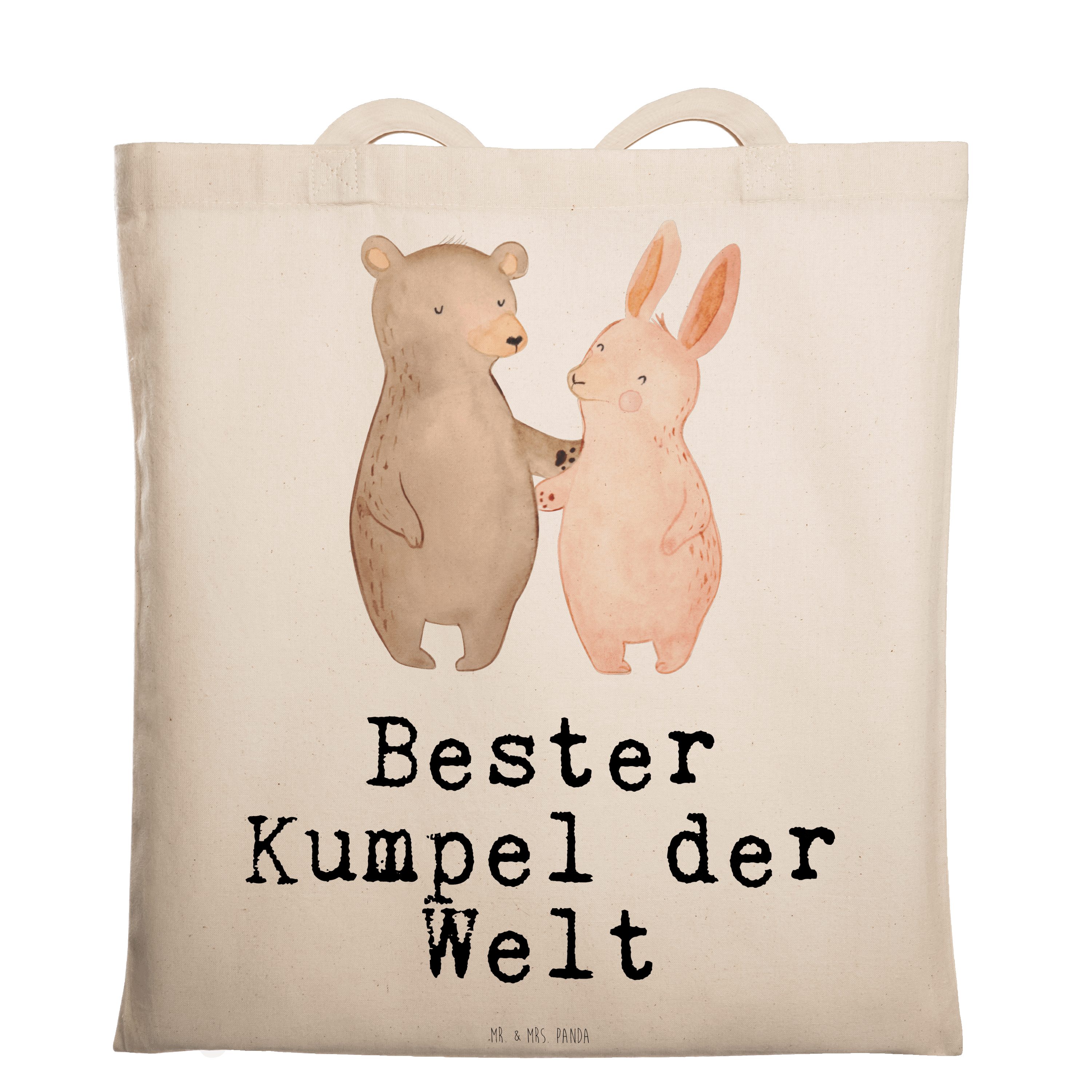 Mr. & Mrs. Panda Tragetasche Hase Bester Kumpel der Welt - Transparent - Geschenk, Beuteltasche, L (1-tlg)