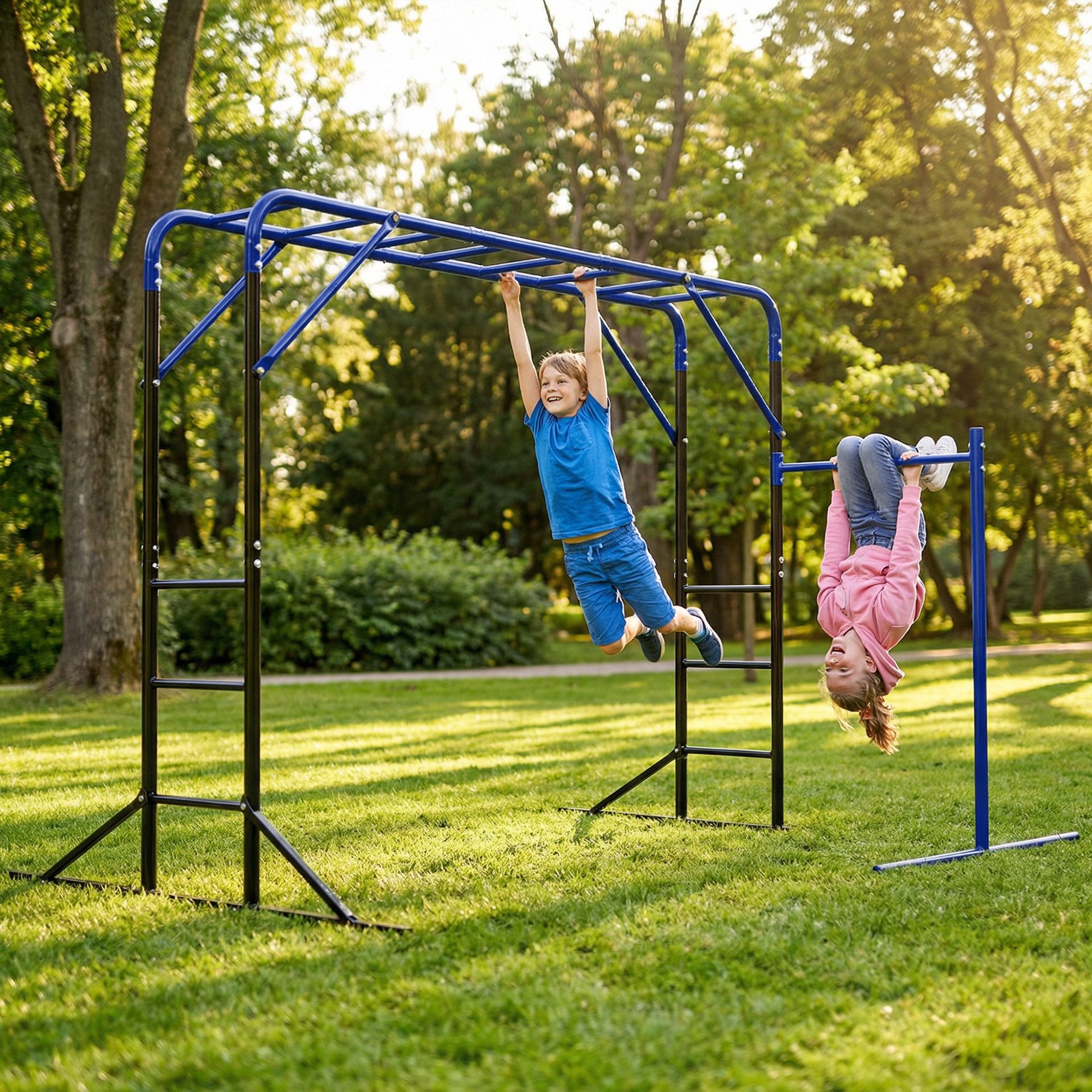 AIYAPLAY Klettergerüst mit Turnstange Klimmzugstange, (Outdoor Kletterturm, 1-St., Spielturm zum Klettern), für Kinder von 3-8 Jahren bis 150 kg belastbar Schwarz