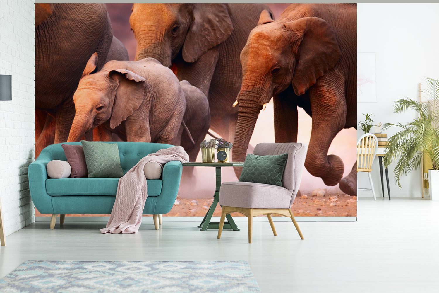 Wohnzimmer, Fototapete bedruckt, Elefant Kinderzimmer, für Tapete Stoff, Schlafzimmer, MuchoWow - Tiere - (6 Matt, Wallpaper Vinyl St),