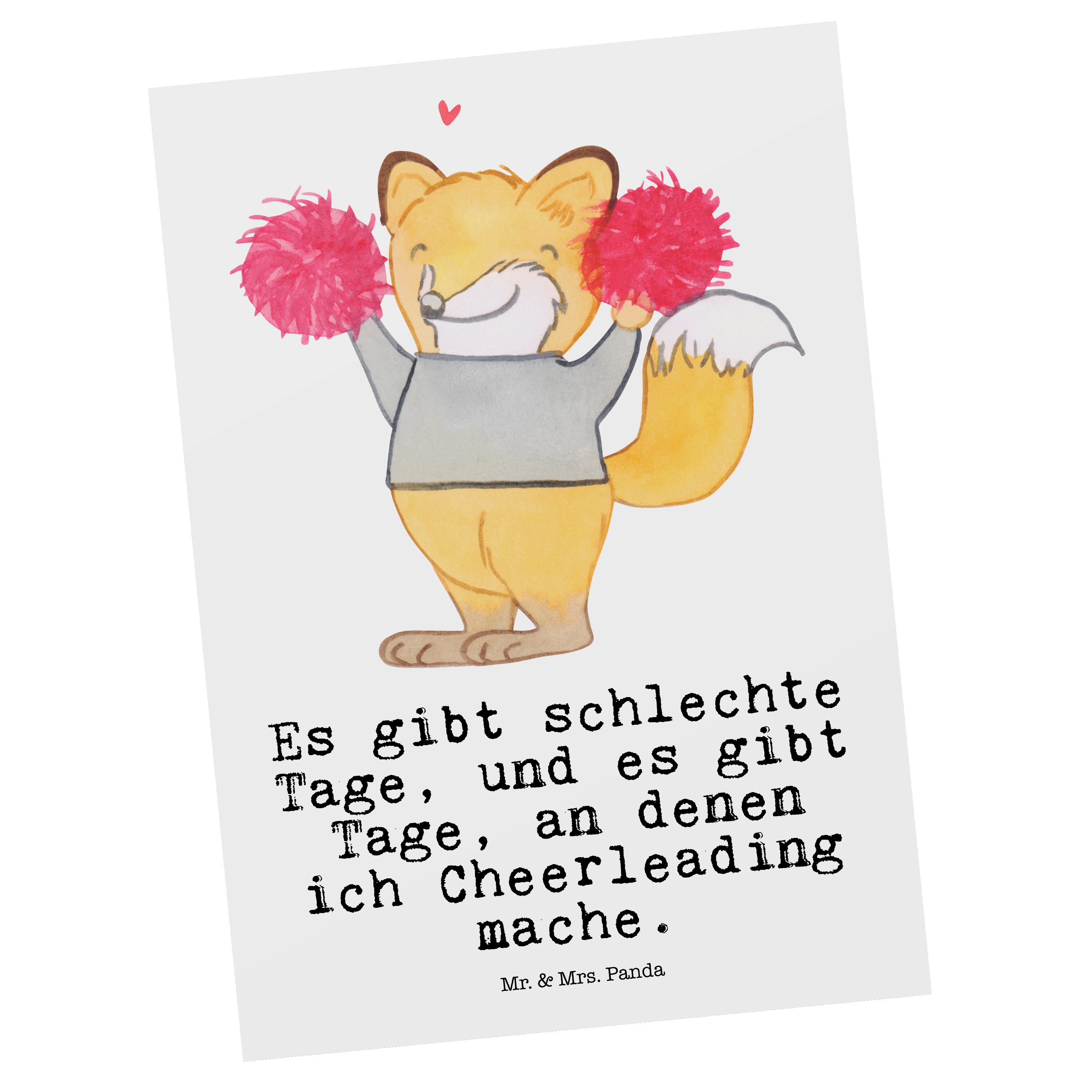 Mr. & Mrs. Panda Postkarte Fuchs Cheerleader Tage - Weiß - Geschenk, Ansichtskarte, Einladungska