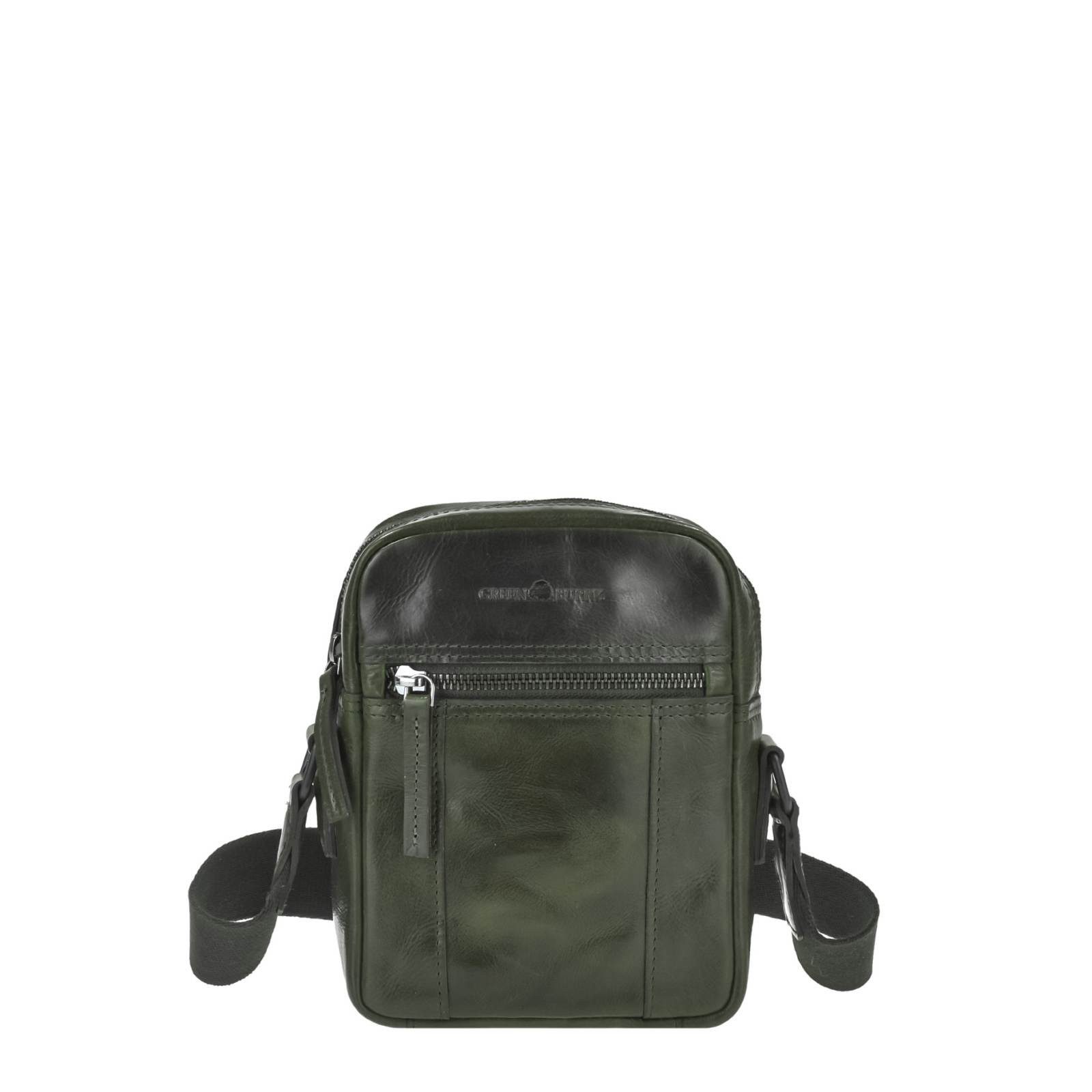 Greenburry Umhängetasche "Newport" Leder Tasche kleine Herrentasche Umhänger 17x20cm, Hauptfach 14x18cm, 145cm Schultergurt