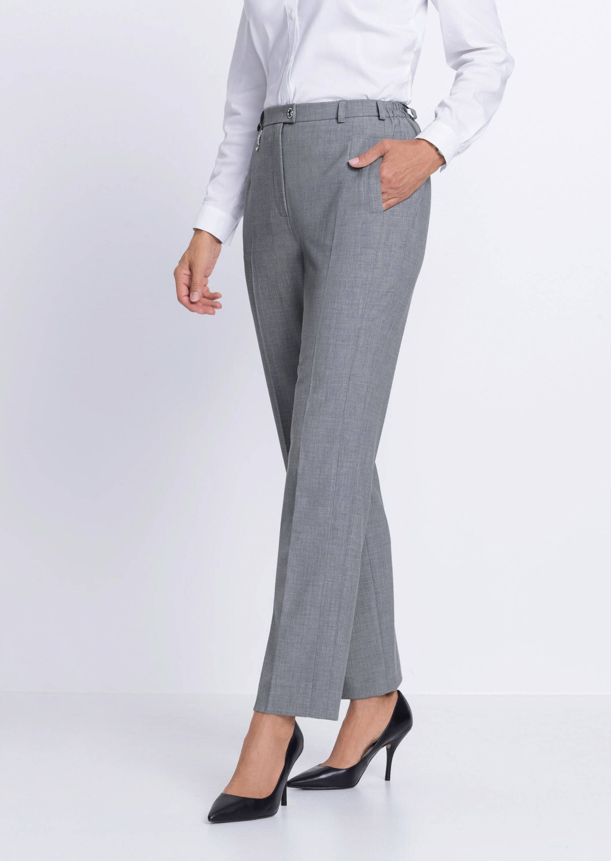 GOLDNER Stoffhose Kurzgröße: Elegante Stretchhose mit Bügelfalten Klassische Wollhose mit Teil-Dehnbund, Taschen und Knöchellänge