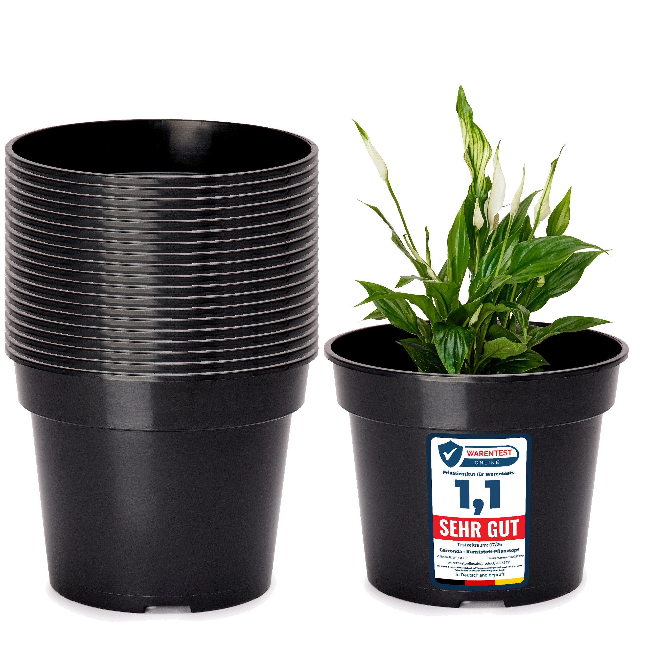 Garronda Blumentopf Kunststoff rund Pflanztopf Kräutertopf Anzuchttopf für Garten GD-0025 (20 St)