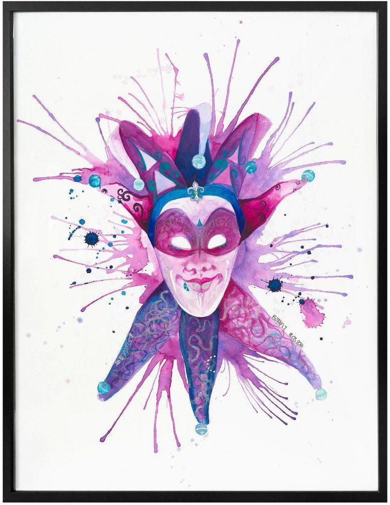 Wall-Art Poster Mardi Gras Mask, Schriftzug Wandbild, Wandposter Poster, St), Bild, (1