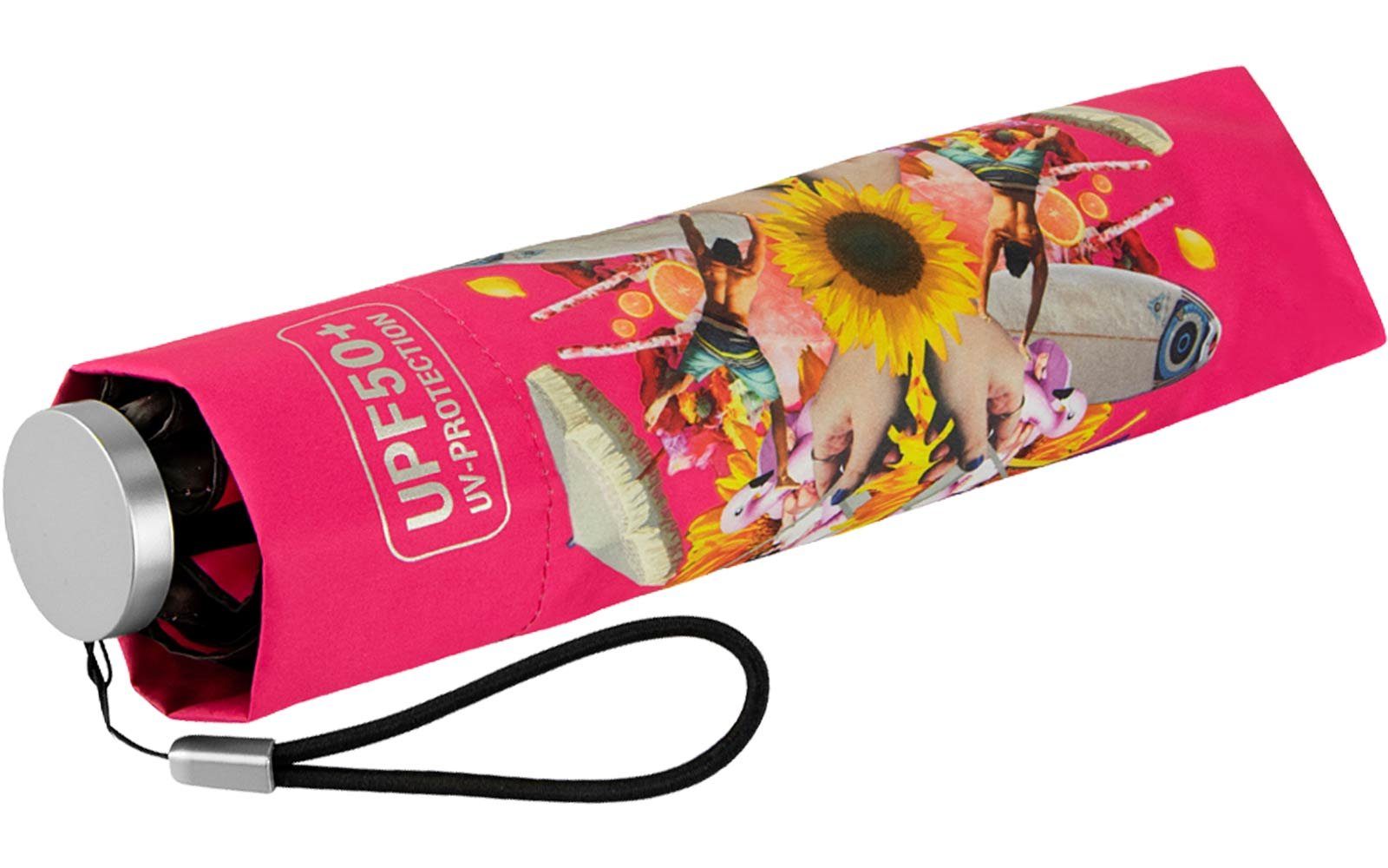 bedruckt UV-protection Supermini von lichtundurchlässiges Schirm, Innen - bedruckt, Impliva Taschenregenschirm Dach, leichter extrem pink UPF50+ miniMAX®