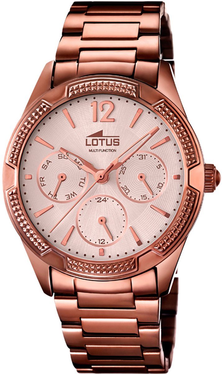 Lotus Multifunktionsuhr Lotus Damen Uhr Fashion L15925/2, Damen Armbanduhr rund, mittel (ca. 38mm), Edelstahlarmband bronze