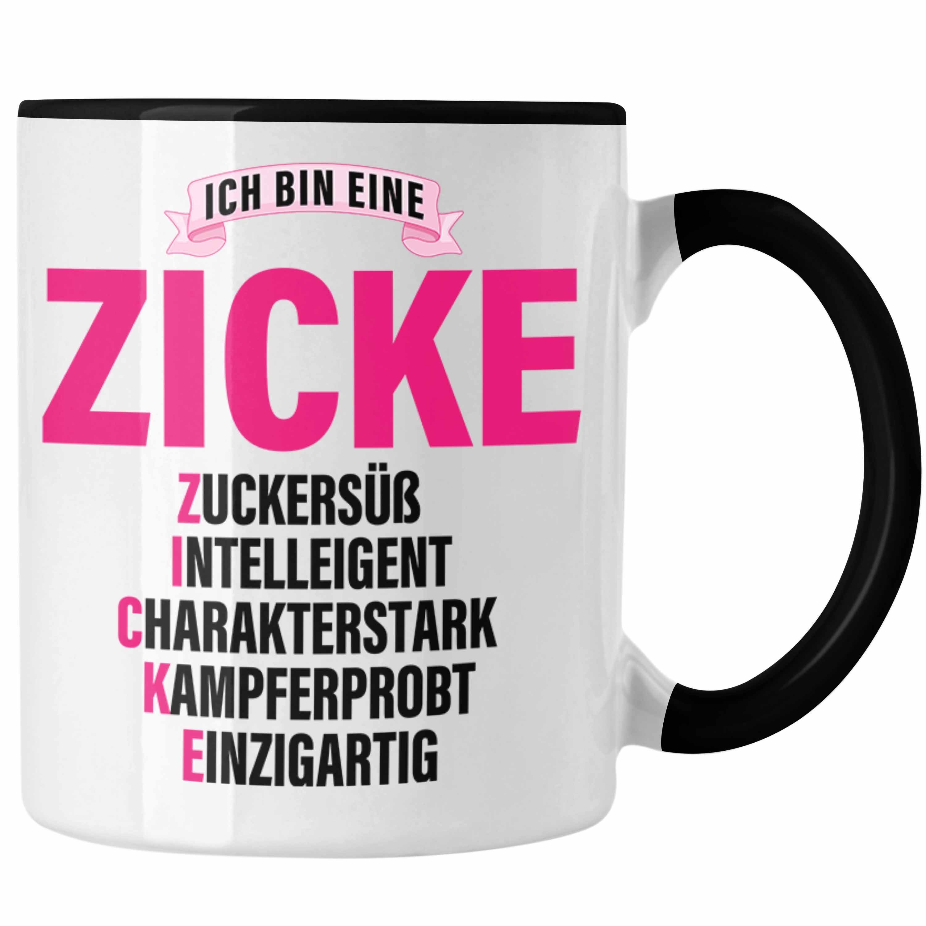 Trendation Frauen Pink Zicke Tasse Geschenk Frau Tasse Trendation Kaffeetasse Lustig für Schwarz -