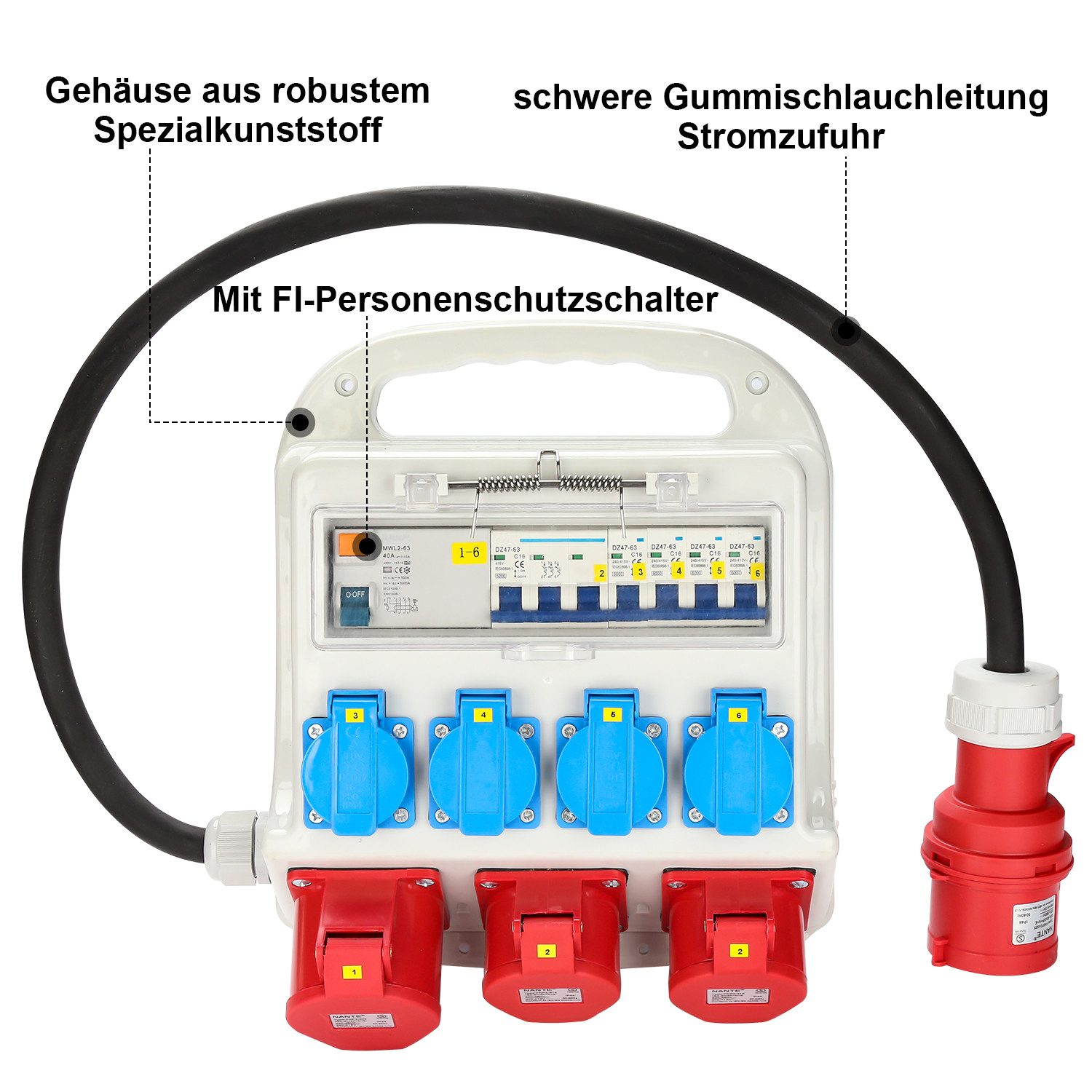 Baustromverteiler – Wandverteiler Mit CEE-Adapter Produktbild-Vorschau 1