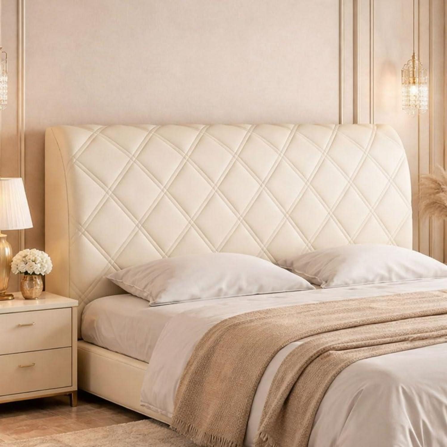 LuxusKollektion Betthusse Bettkopfteilbezug Weiß 160cm