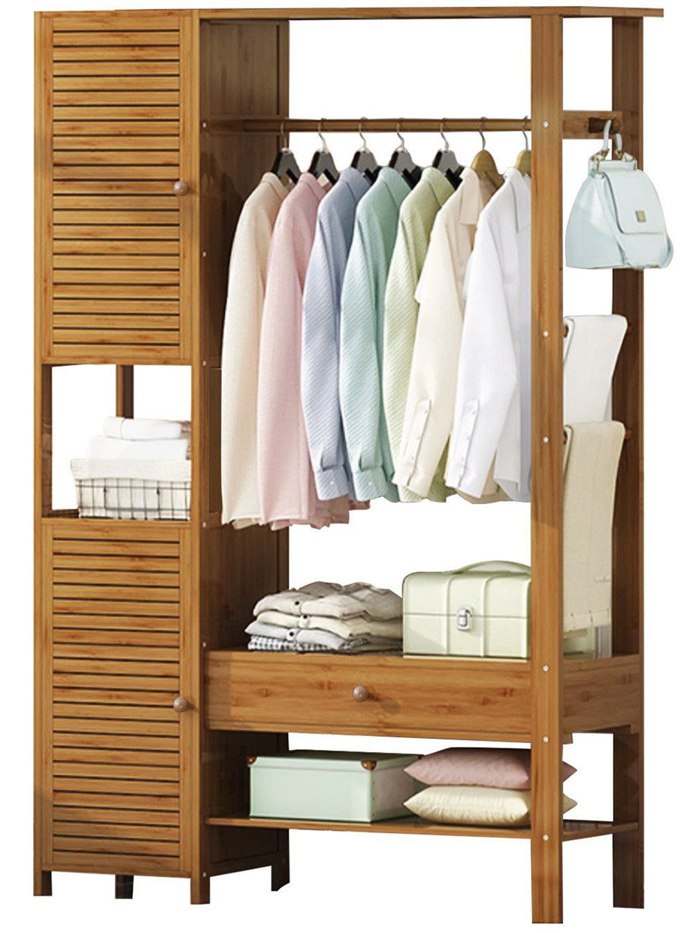 WAOHO Kleiderständer Kleiderschrank, Kleiderständer mit Schrank und Schubla günstig online kaufen