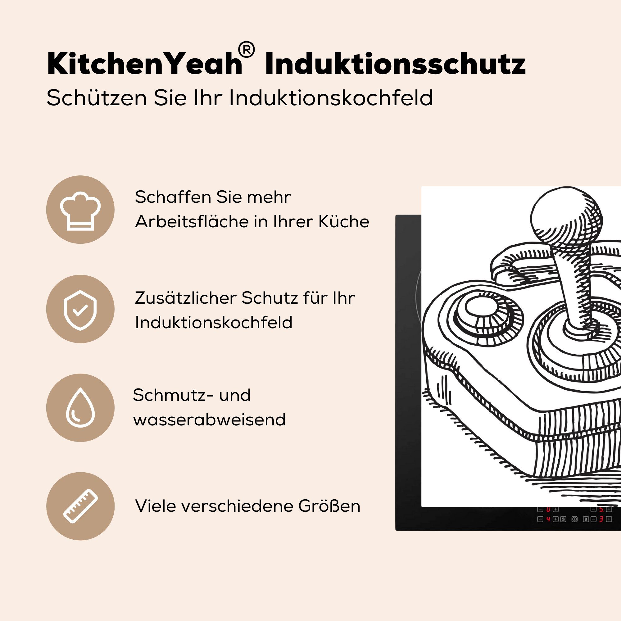 78x78 küche MuchoWow Arbeitsplatte - - Controller (1 Vinyl, Illustration, Ceranfeldabdeckung, tlg), cm, Spiele für Herdblende-/Abdeckplatte