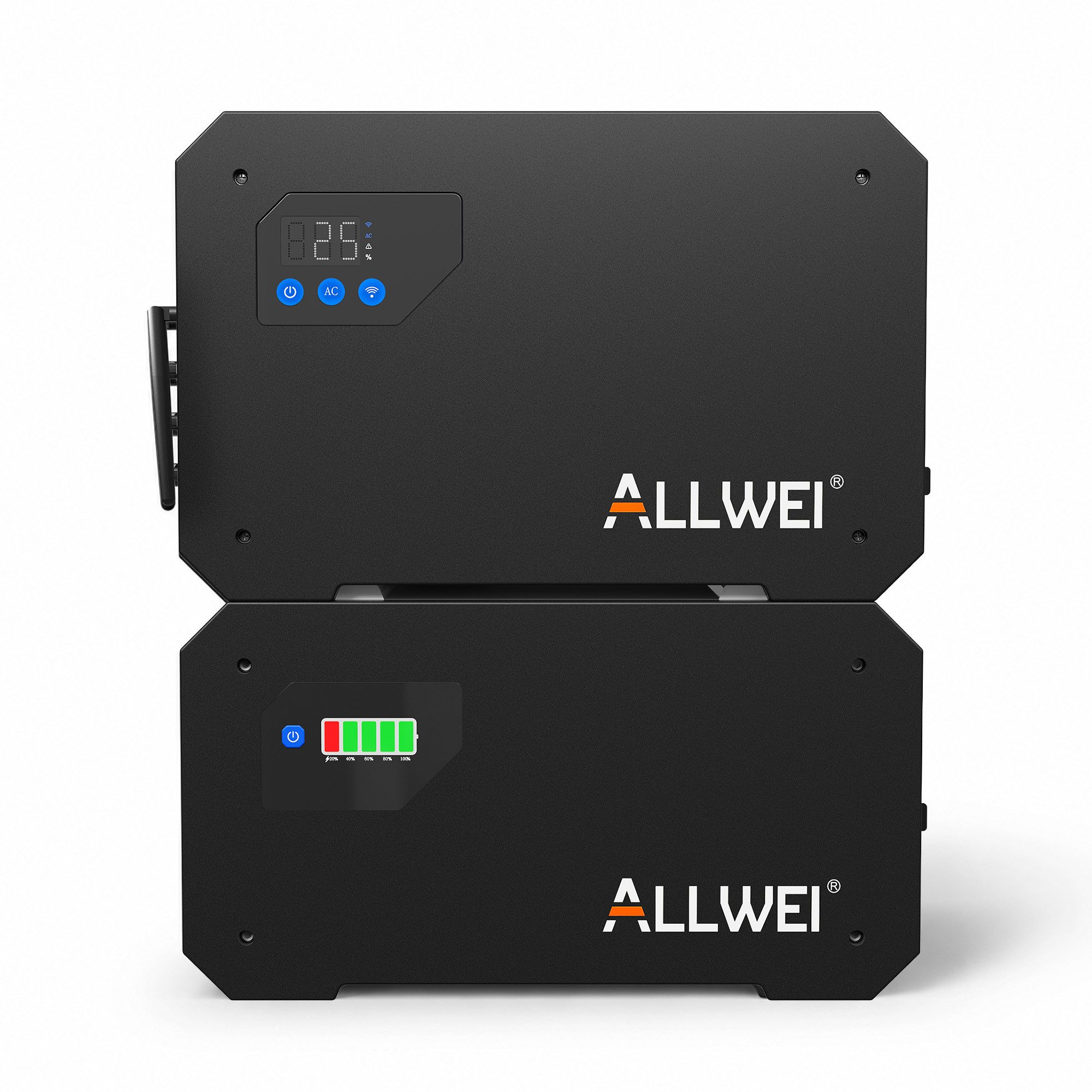 ALLWEI BM1600-2 – 1,6–3,2 kWh bidirektional, 3 MPPT, 1.600 W Backup Stromspeicher Micro Grid Energiespeichersystem 50000 mAh (230 V), Modular bis 8 kWh, Smart-Meter-kompatibel, App-Steuerung, IP65
