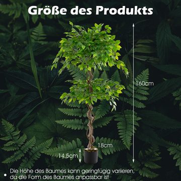 Kunstpflanze, KOMFOTTEU, Höhe 160 cm, mit 882 Blättern & PE-Stamm, 150 cm