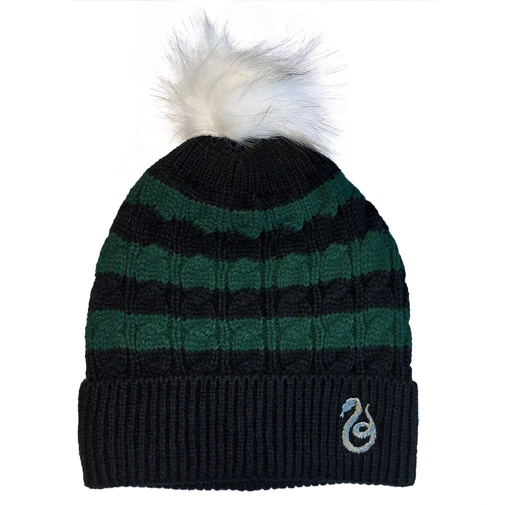 Harry Potter Beanie Slytherin Snake Beanie Bommelmütze Strickmütze Wintermütze