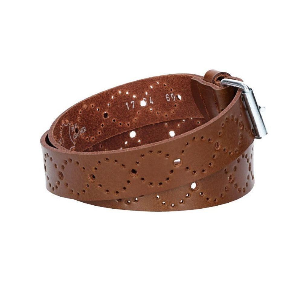 kiddybelts Ledergürtel Kids 25mm in Cognac mit Lochmuster und Rollschließe in Silber (KB17-640, 1-St) sehr weiches Vollrindleder – Bild 4 von 4
