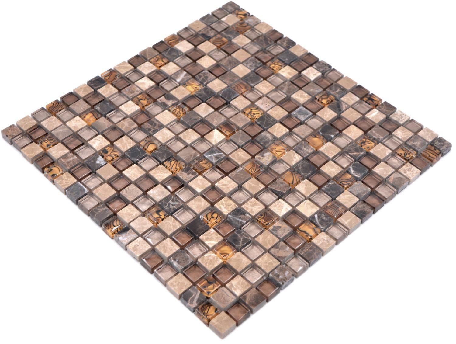 Mosani Mosaikfliesen Glasmosaik Naturstein Mosaikfliese beige braun creme