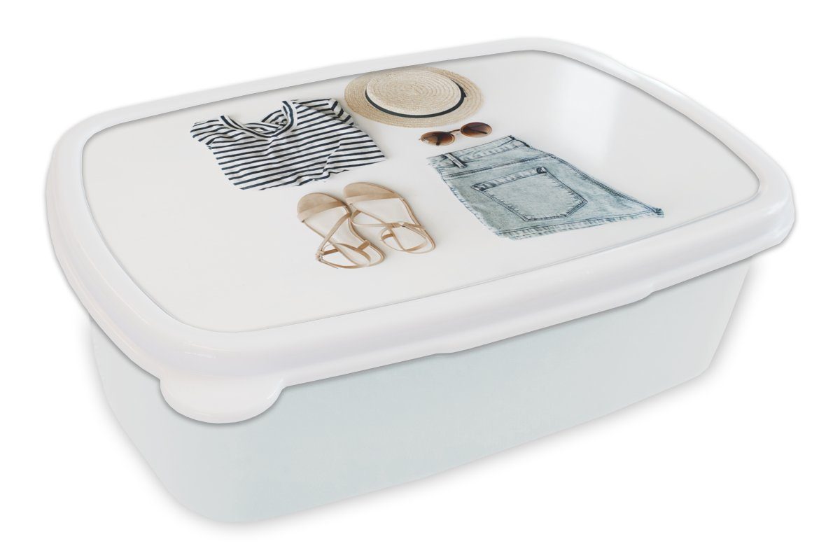 Brotdose, Kinder (2-tlg), Hut, für Erwachsene, weiß Lunchbox Tropical MuchoWow - für Mädchen Kunststoff, und - Brotbox Jungs Kleidung und