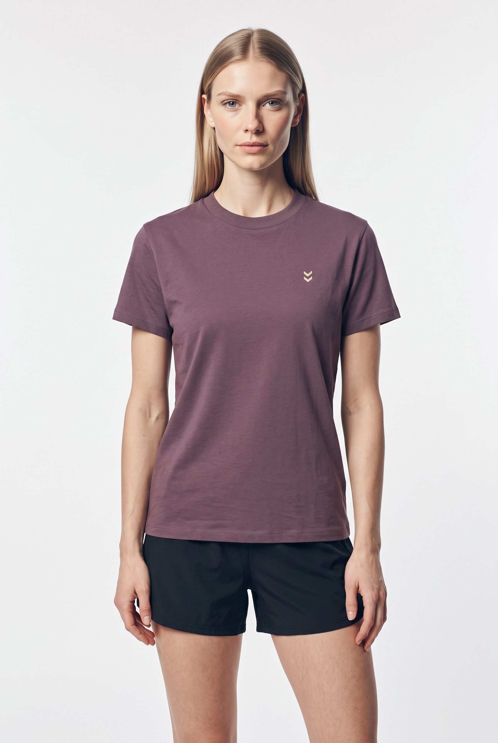 hummel T-Shirt HMLPULSE W T-SHIRT mit geradem Abschluss, Kurzarm-Design, ohne Kragen, normale Passform