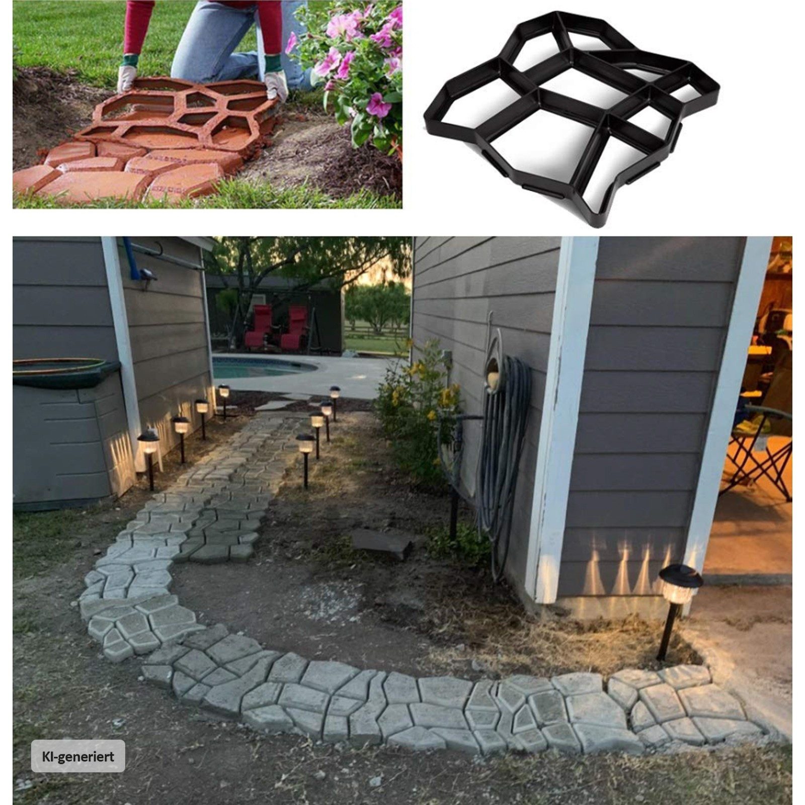 HTI-Living Trittsteine Betongießform Gehwegplatte Nessa Natur, 50x50 cm, Stück, 1-St., 1 Gießform, Schalungsform Trittstein