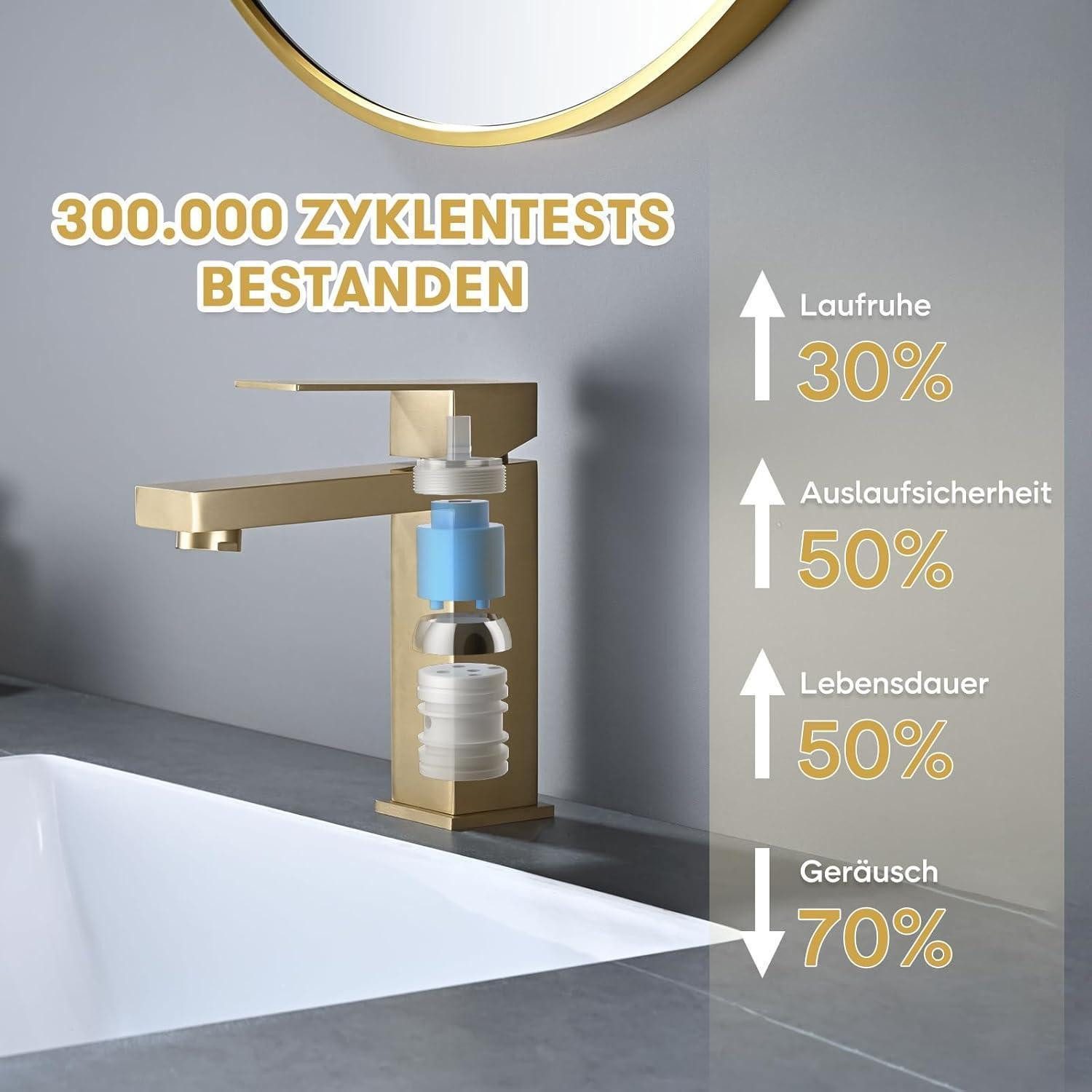 LuxusKollektion Waschtischarmatur Waschtischarmatur Wasserhahn Keramik Ventilkern Gold