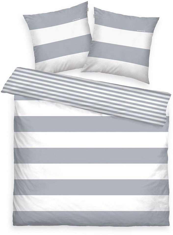 TOM TAILOR HOME Wendebettwäsche SIENA in Gr. 135x200cm, 155x220cm oder 200x220cm, Renforcé, 3 teilig, gestreifte Bettwäsche aus Baumwolle, Bettwäsche mit Wendeoptik