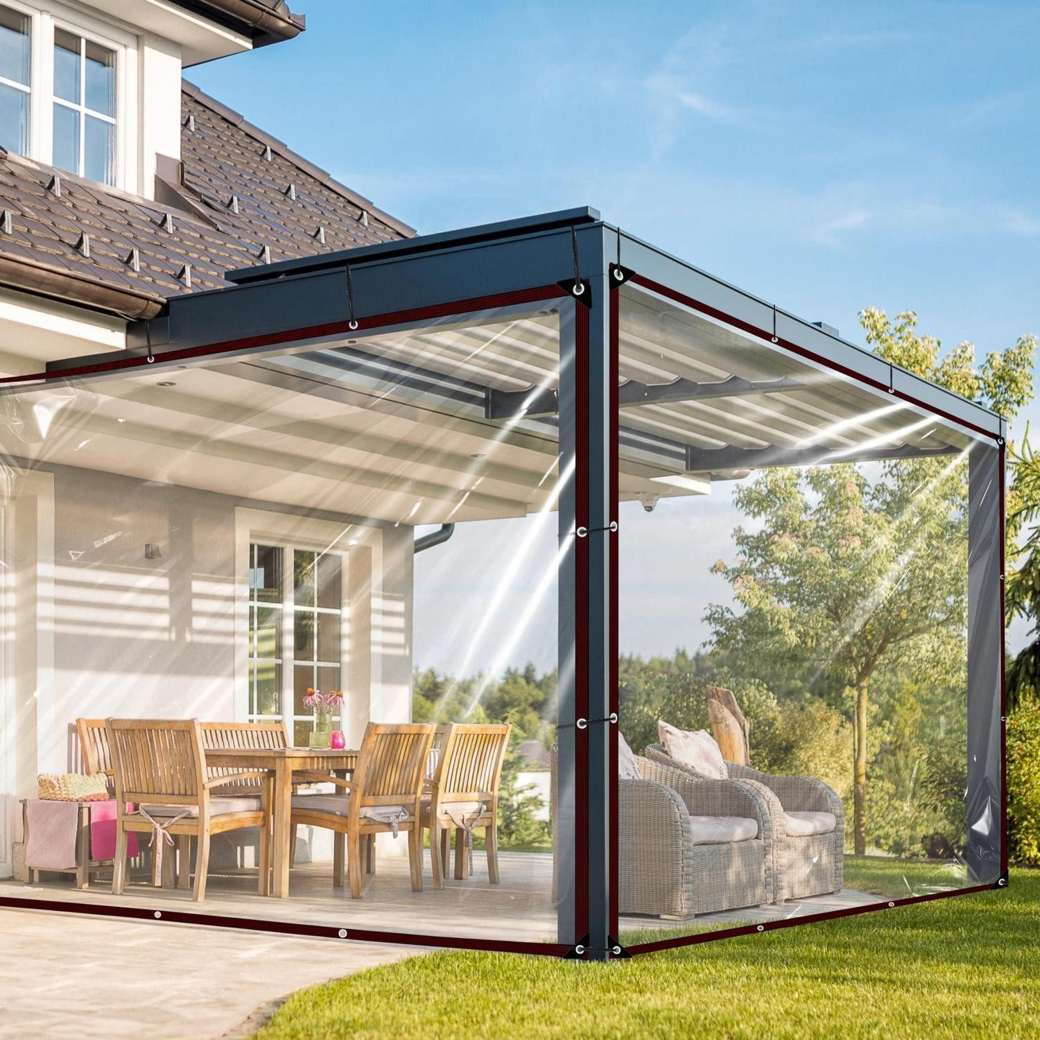 LuxusKollektion Schutzplane Abdeckplane 2x2m Transparent mit Ösen (1-St)