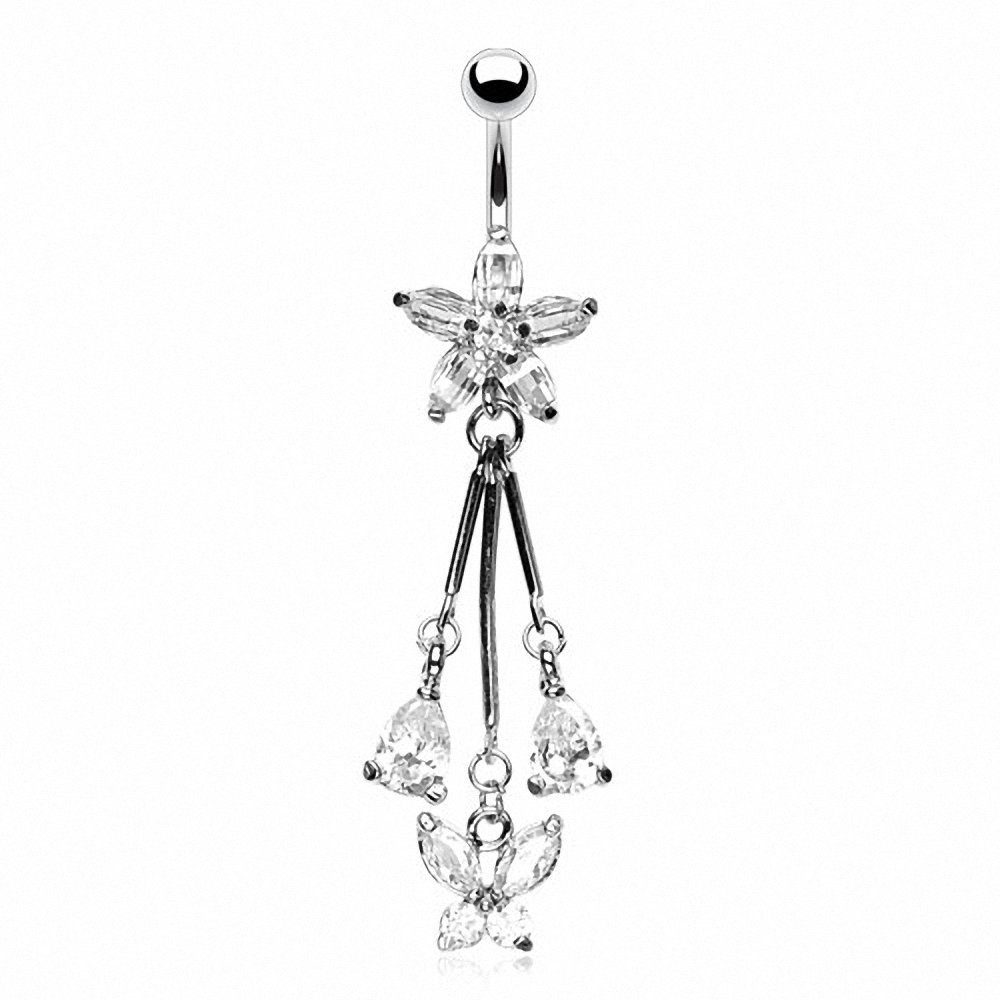 Taffstyle Bauchnabelpiercing Piercing Chirurgenstahl Zirkonia Blumen, Bauch günstig online kaufen