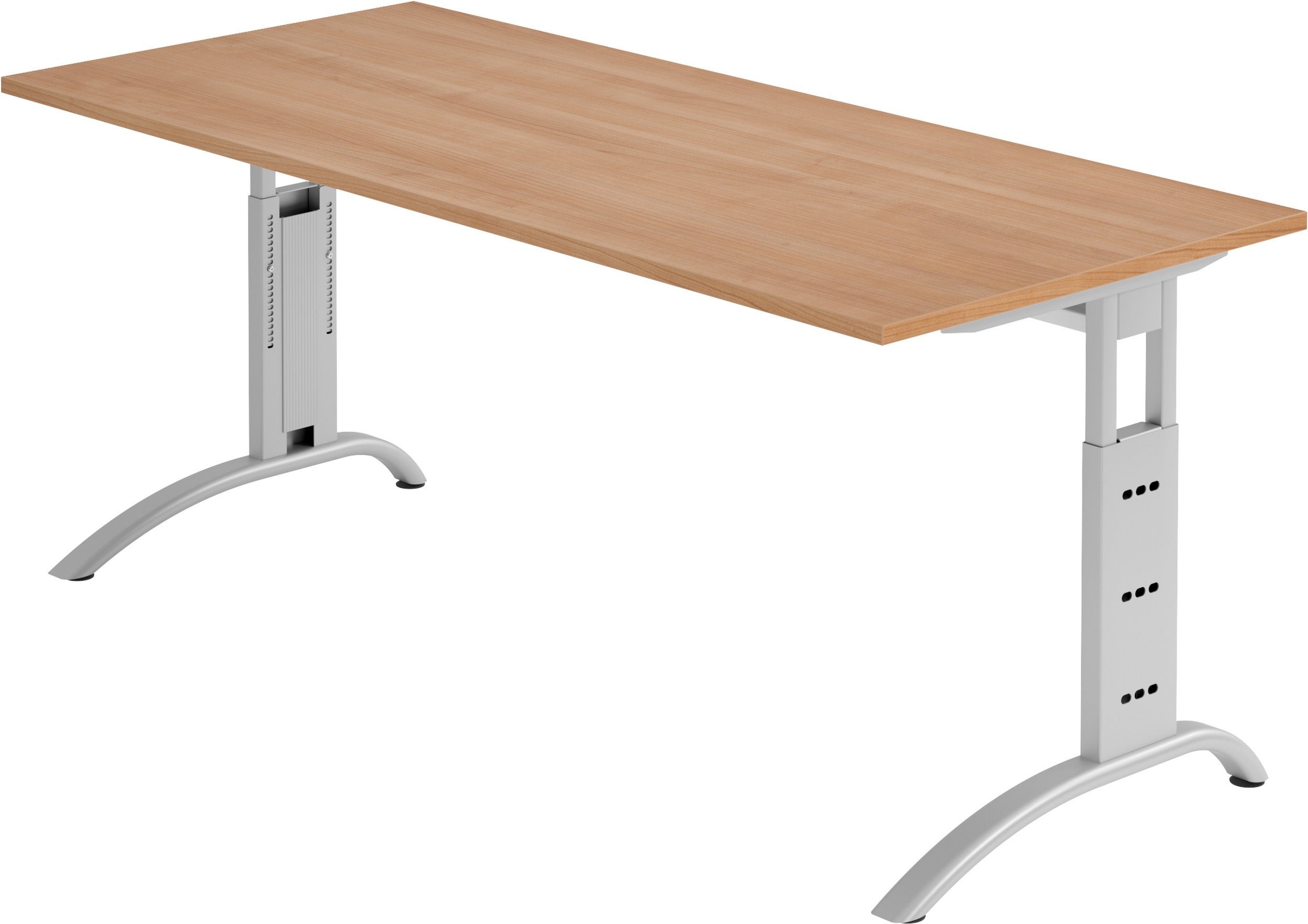 x Schreibtisch 80 Rechteck: 180 - cm Gestell: Dekor: bümö - Silber Schreibtisch Nussbaum Serie-F,