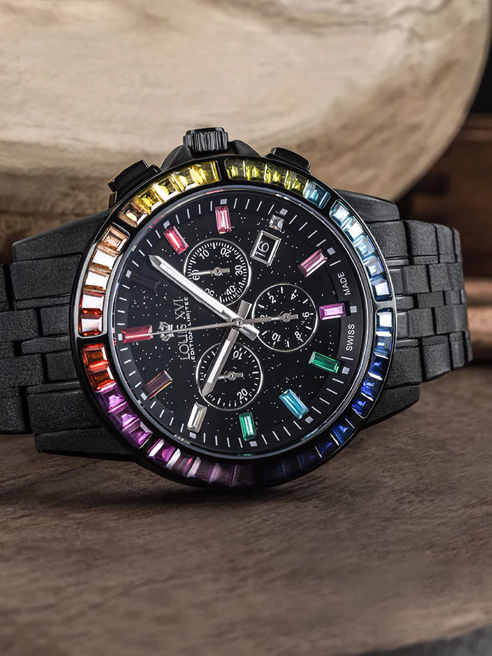 LOUIS XVI Quarzuhr Louis XVI LXVI1129 Herrenuhr Majeste Frosted Iced Out Chrono Louis XVI LXVI1129 Herrenuhr Majeste Frosted Iced Out Chrono