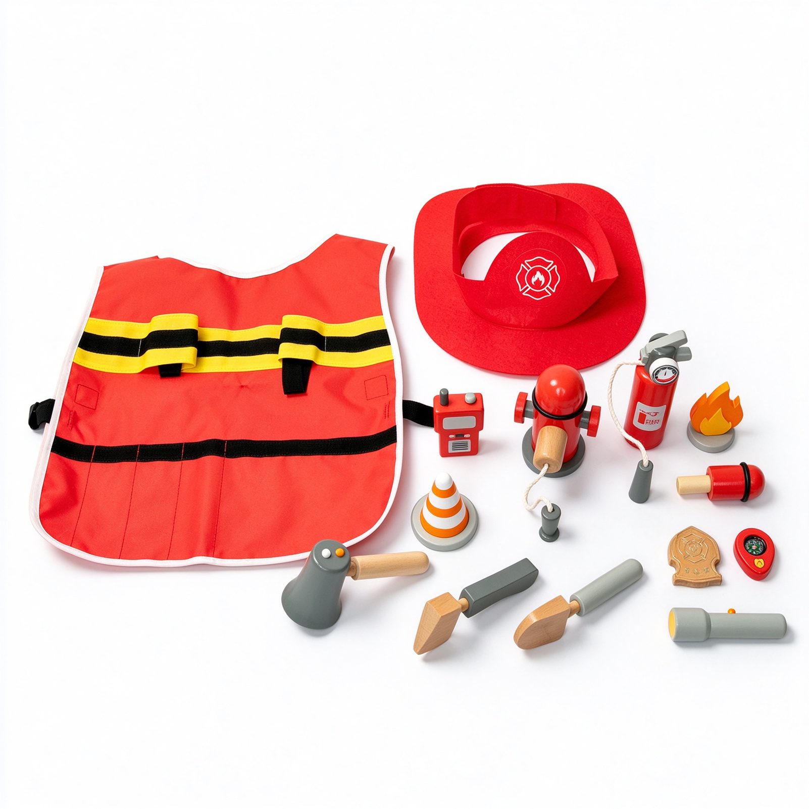 Esun Spielzeug-Polizei Einsatzset Feuerwehr Kostüm Kinder Set, Feuerwehrhelm, Feuerlöscher, Spielzeug, (SET, 14-tlg., Komplettset), Geschenk für Mädchen Jungen ab 3 4 5 6 7 8 Jahre