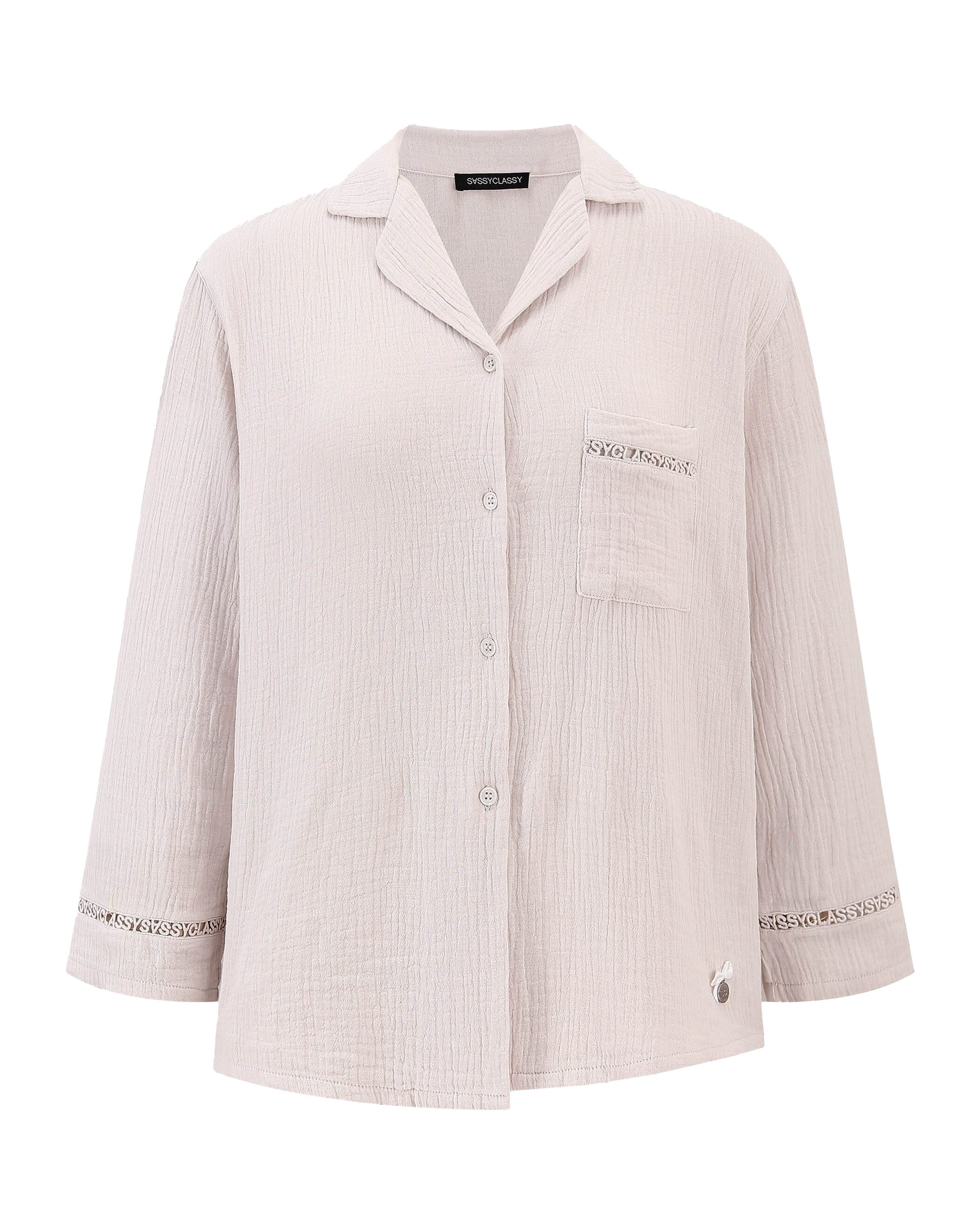 SASSYCLASSY Pyjamaoberteil Pyjamabluse Damen aus weichem günstig online kaufen