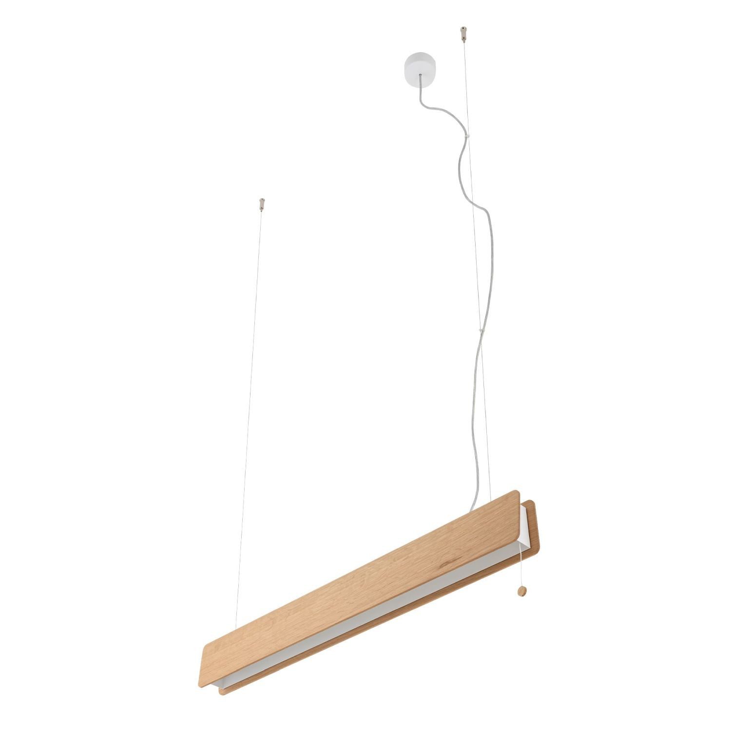 Licht-Erlebnisse Pendelleuchte OSLO, Warmweiß, Metall Holz H: max. 150 cm Eiche Weiß länglich 3000 K warmweiß Modern