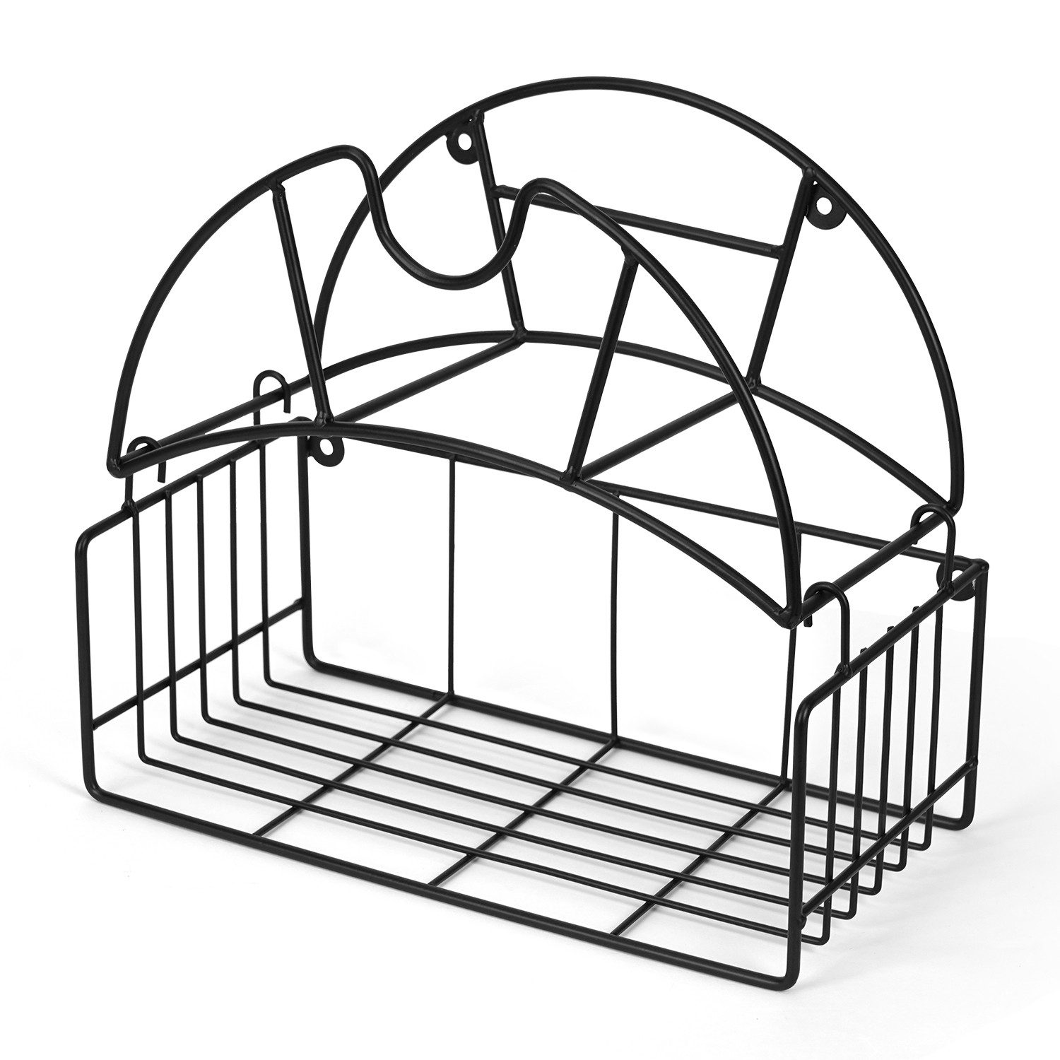 OSTWOLKE Schlauchhalterung Gartenschlauchhalter Wasserschlauchhalter mit Werkzeugablage, (wandmontierter Outdoor-Schlauchständer für draußen Garten Hof Garage) – Bild 2 von 5