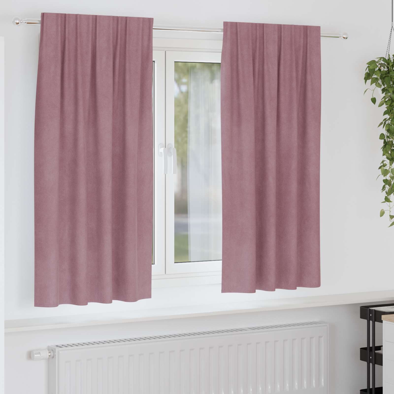 vidaXL Vorhang Verdunkelungsvorhänge 2 stk. Dunkelrosa 140 x 175 cm Samt (2 St), Samt