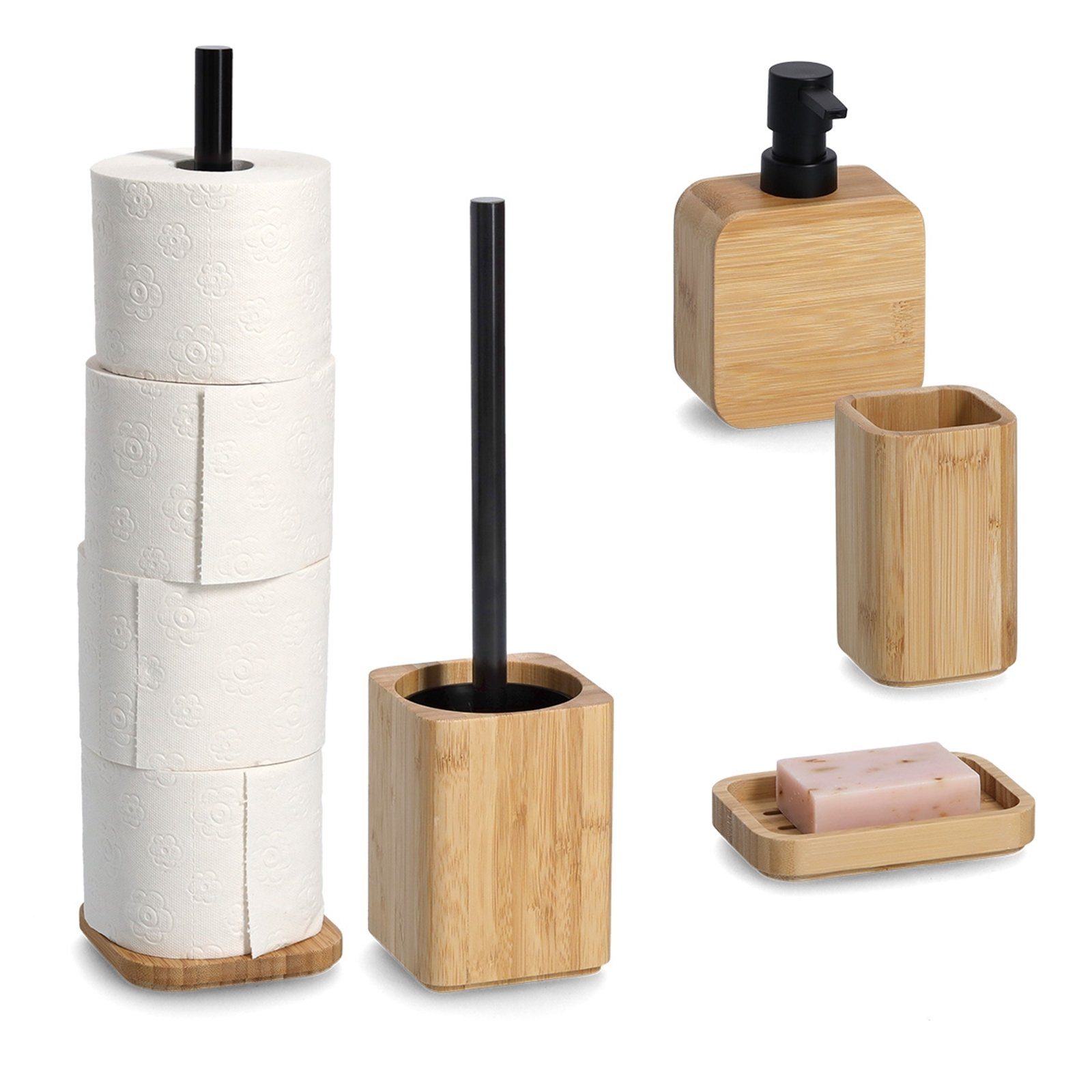 HTI-Living WC-Reinigungsbürste WC- Bürstenhalter (1-tlg), Bürste Klobürste, Toilettenbürste, WC-Set Toilettengarnitur, m. Bamboo/Kunststoff