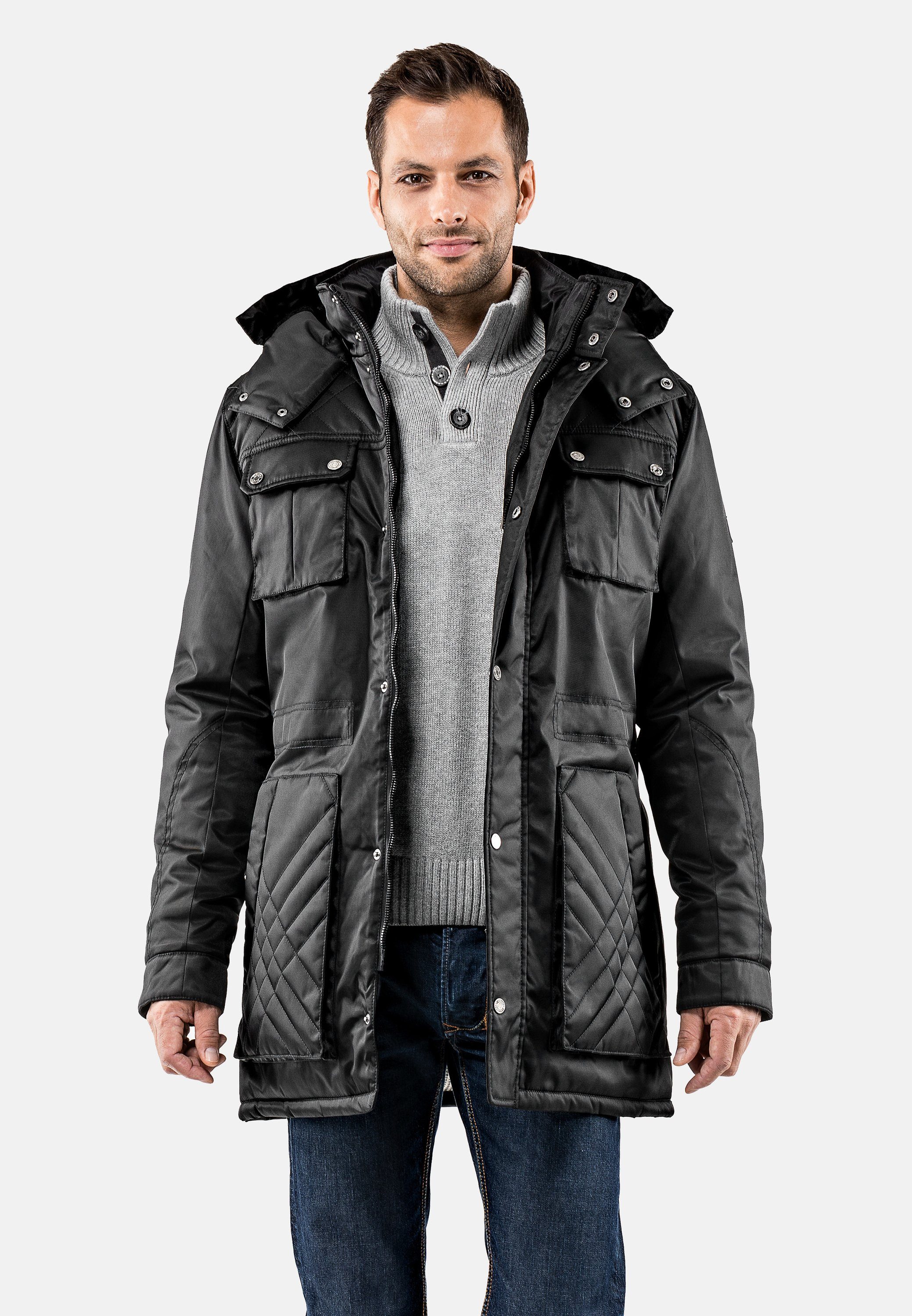 Vincenzo Boretti Winterjacke Stehkragen mit abnehmbarer Kapuze