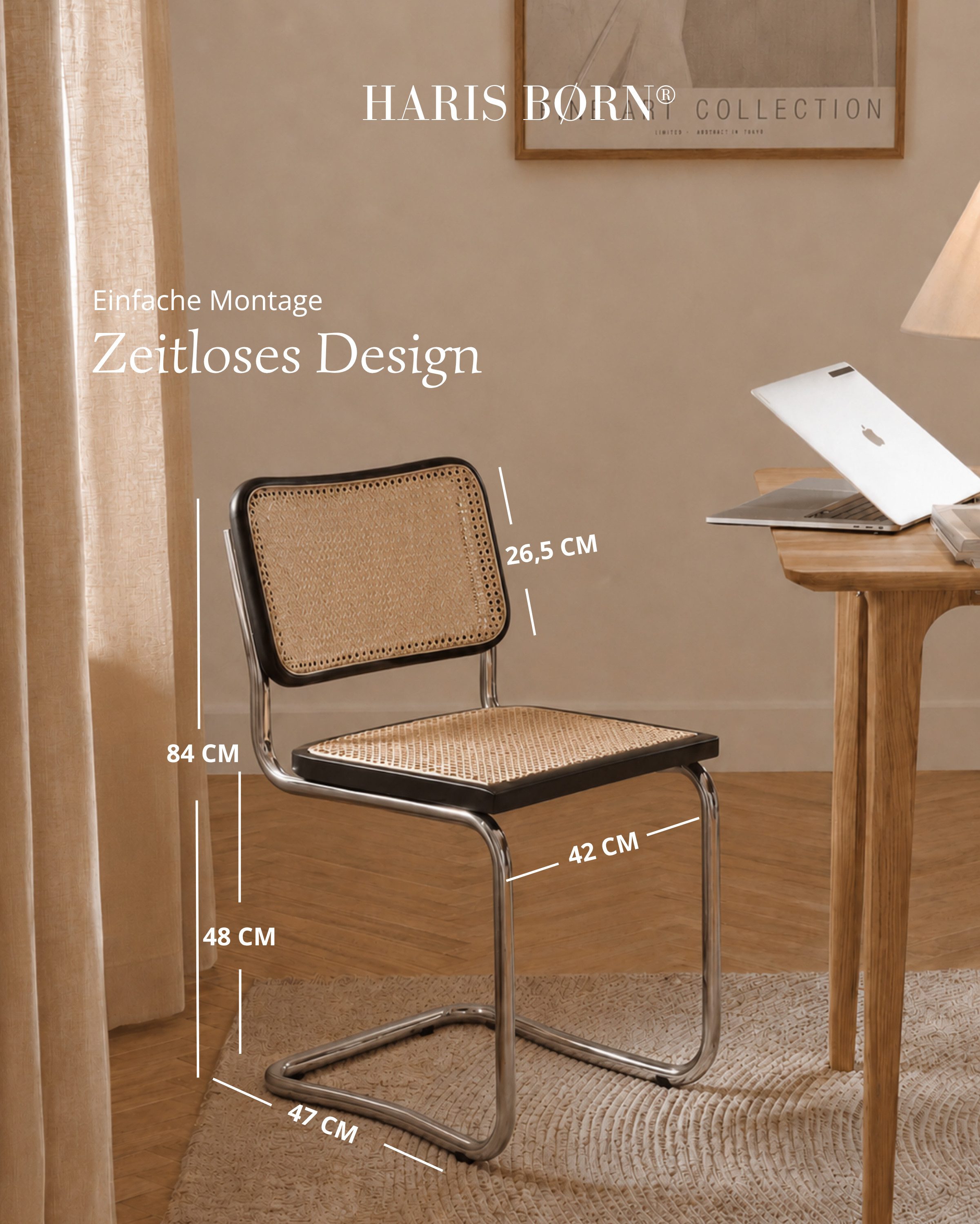 Haris Børn Freischwinger Wiener Geflecht - Handgefertigt in Italien - Premium Schwingstuhl (Set, 2 St), Hochwertige Freischwinger Stühle - Rattanstühle fürs Esszimmer
