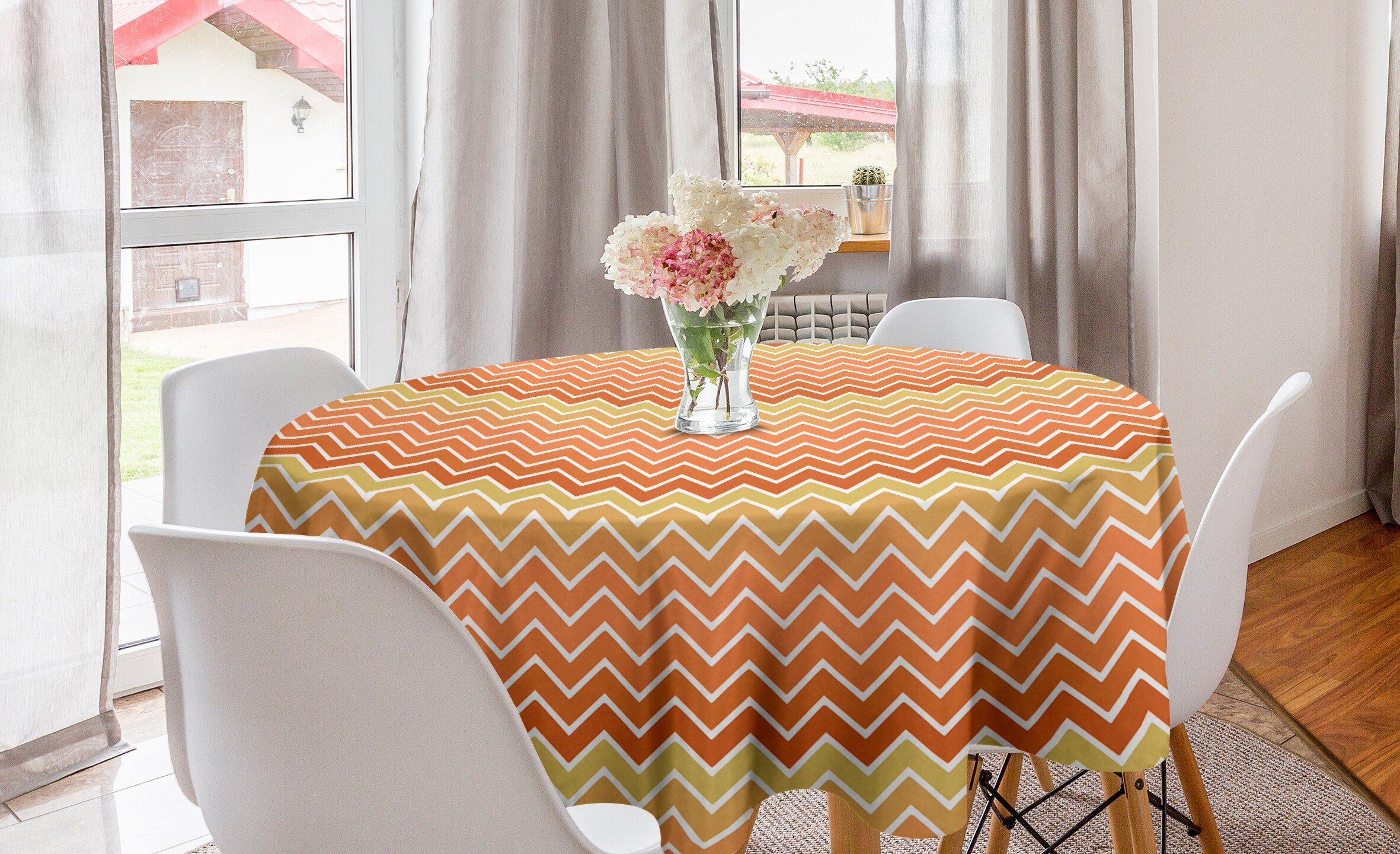 Tischdecke Esszimmer Küche Abdeckung Gradient Dekoration, Tischdecke Geometrisch Chevron Abakuhaus Kreis für Blended
