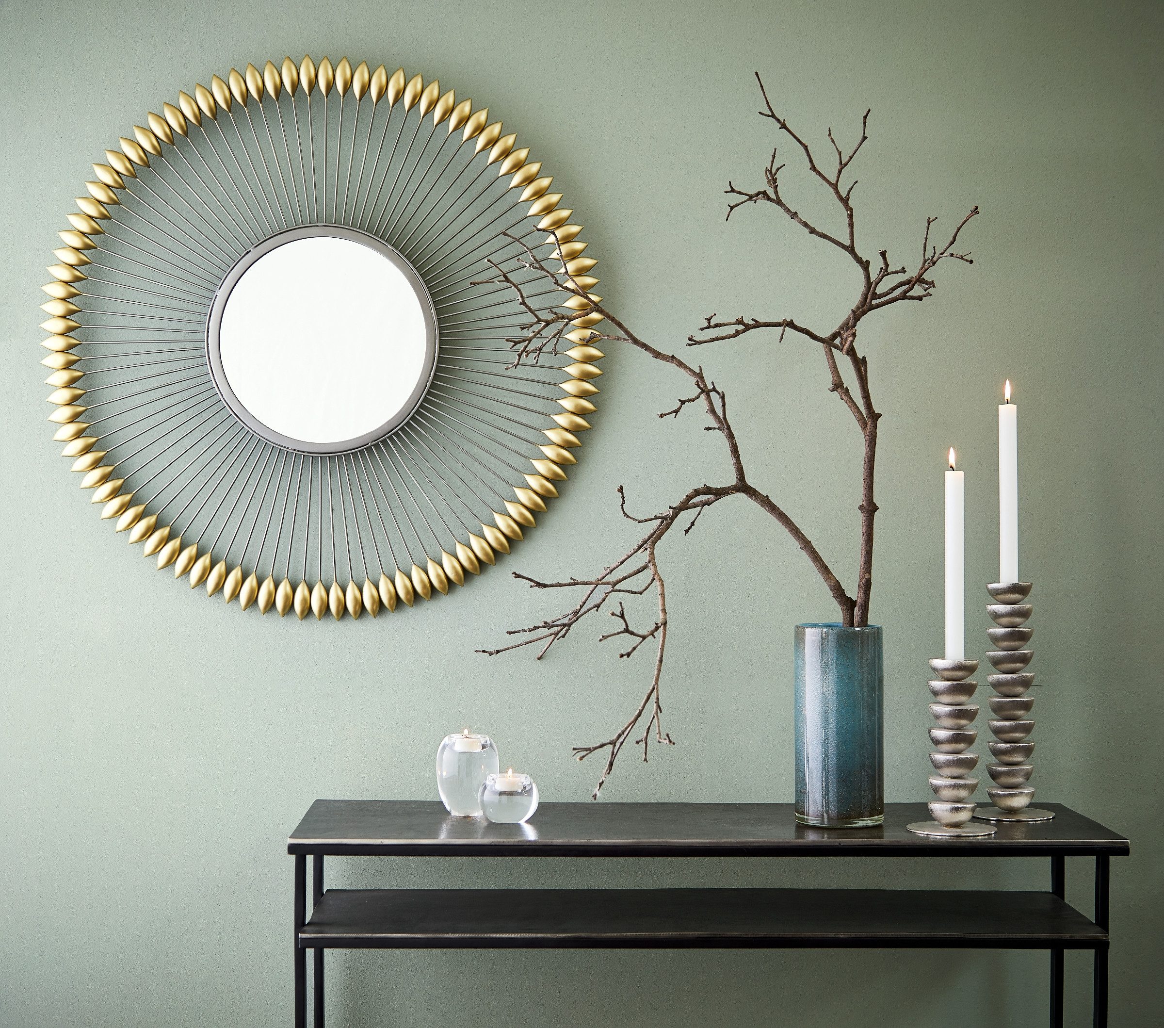 Lambert Konsolentisch Tahdo Konsole Untergestell EpoxidTischplatte Aluminium, Sandguss...