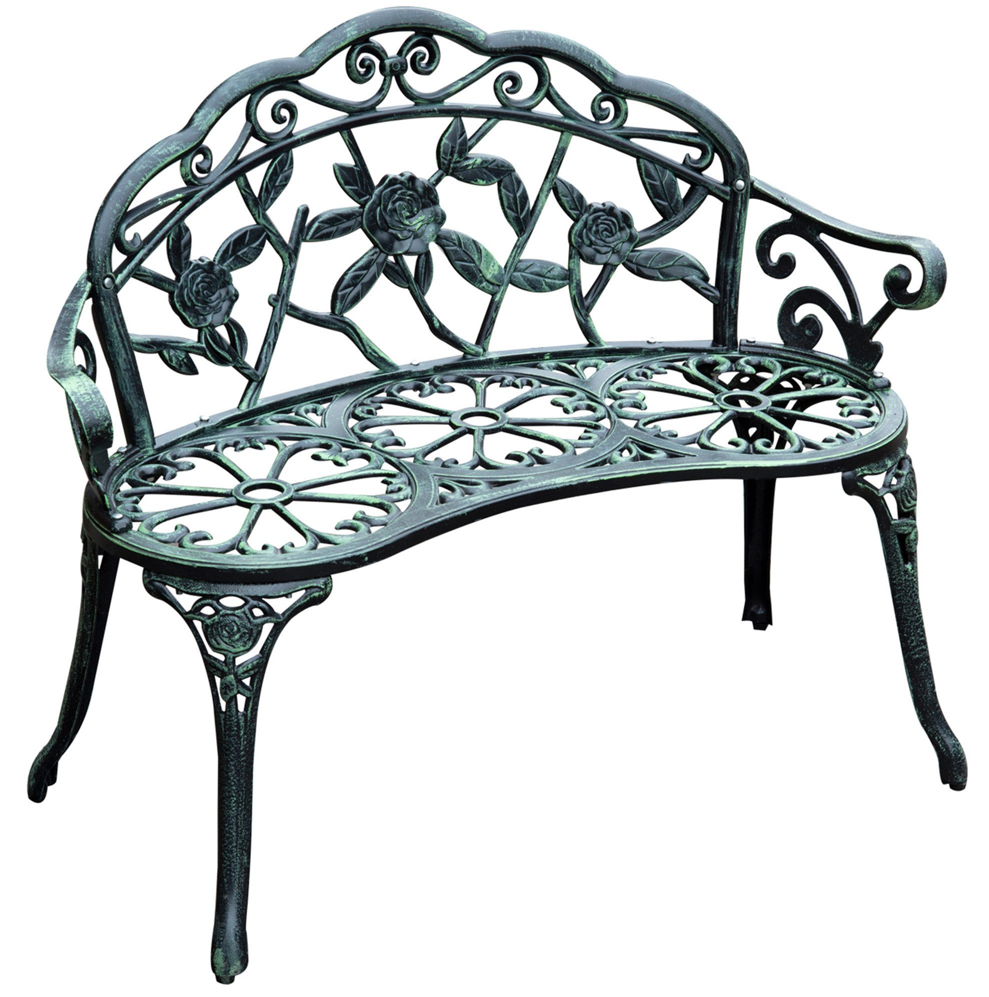 OKWISH Gartenbank 2-Sitzer Metall 100x54x78 cm Schwarz Parkbank (Packung, 1-St., Klassische Parkbank Gartenmöbel für Outdoor Bereich & Balkon), Sitzbank für Garten & Terrasse, stabile Metallkonstruktion