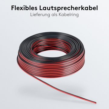 Goobay Lautsprecherkabel 100 Meter Rolle Audio-Kabel, unkonfektioniert (100 cm), Aderquerschnitt 2.5 mm², 2x50 / 0,25mm (4,0 x 8,0mm OD), CCA Litze