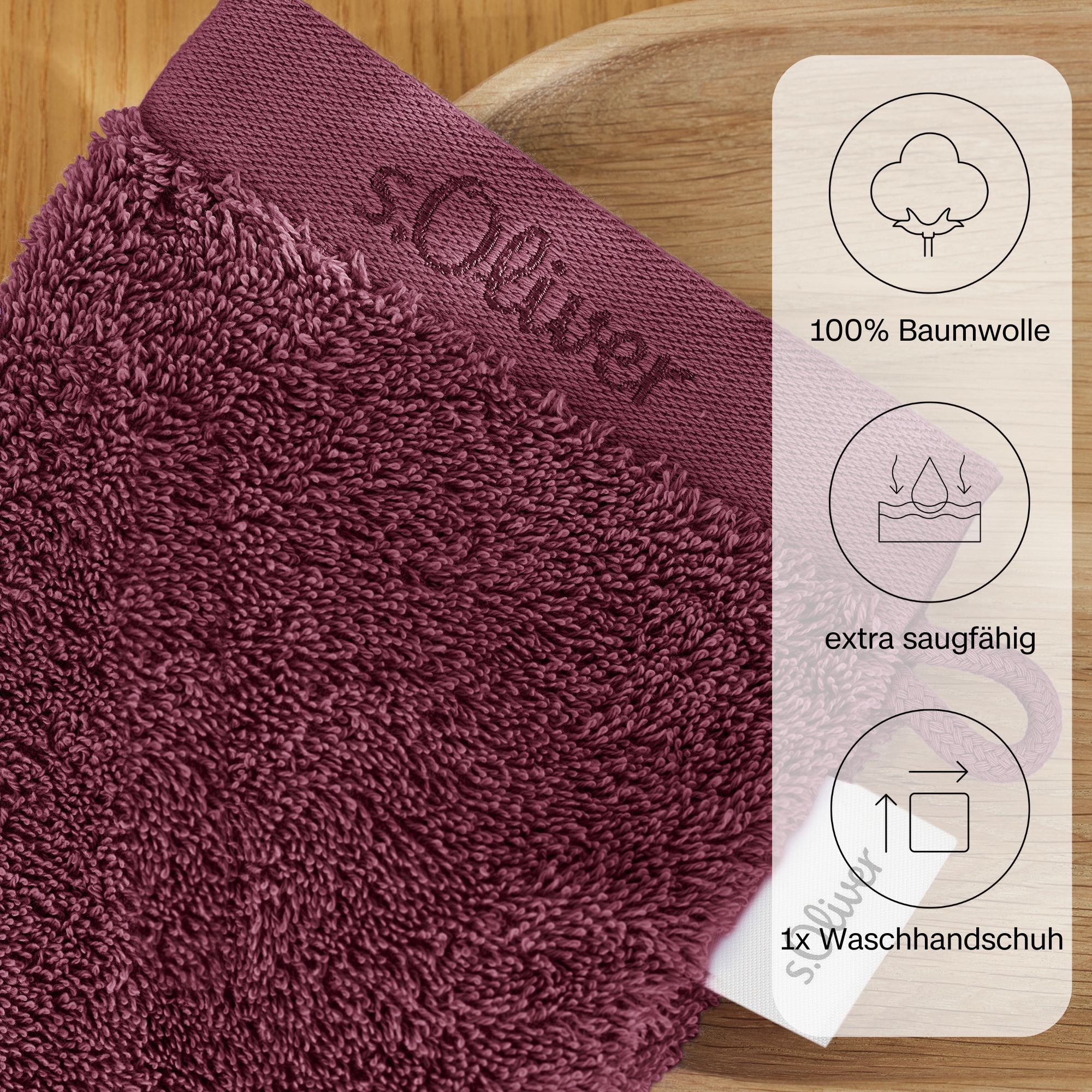 s.Oliver Waschhandschuh s.Oliver, Premium Qualität, 600 gr/m², auch als Sets erhältlich, Walkfrottier (1-St), große Farbauswahl, auch als Duschtuch, Handtuch, Gästetuch
