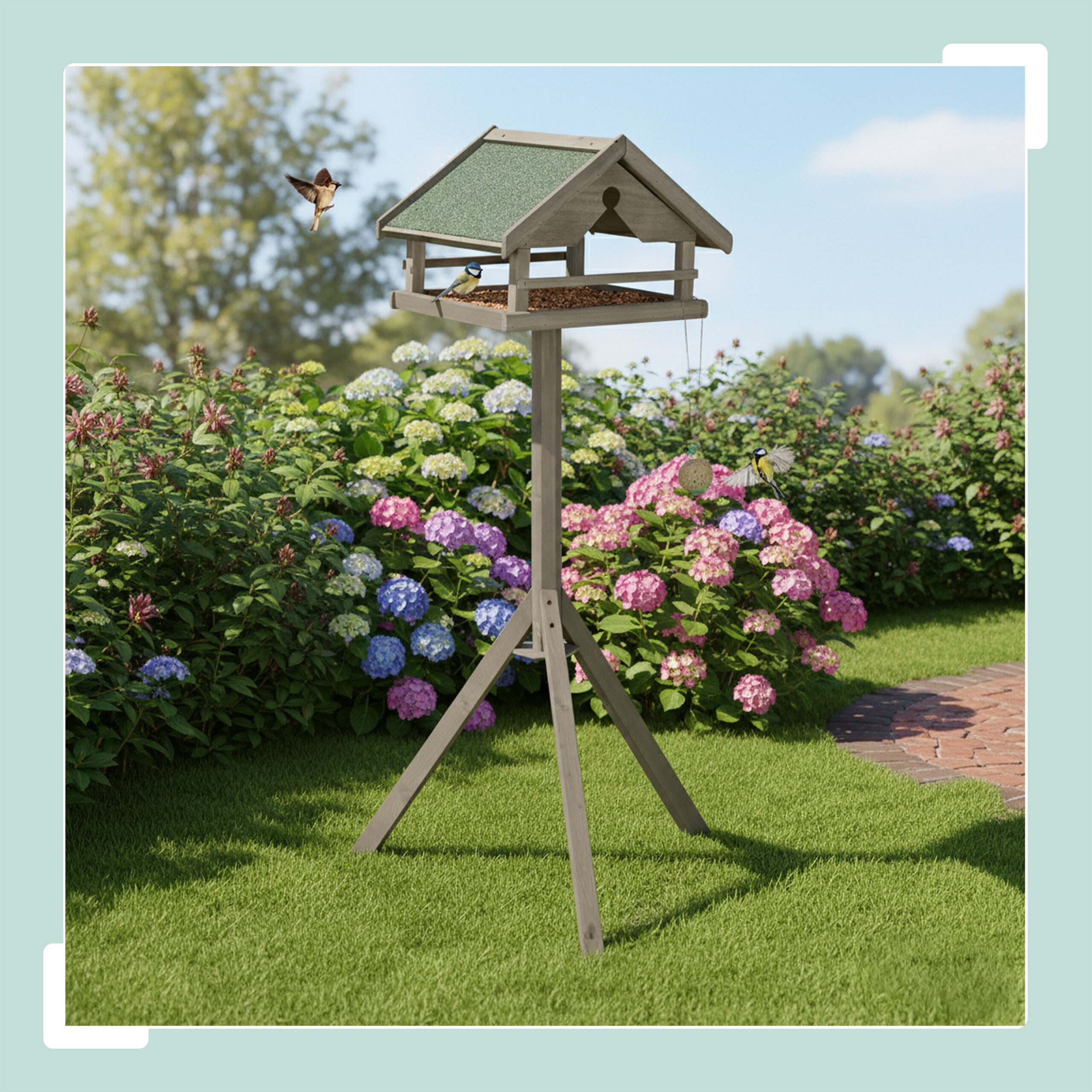 relaxdays Vogelhaus Vogelfutterhaus mit Dreibein, braun günstig online kaufen