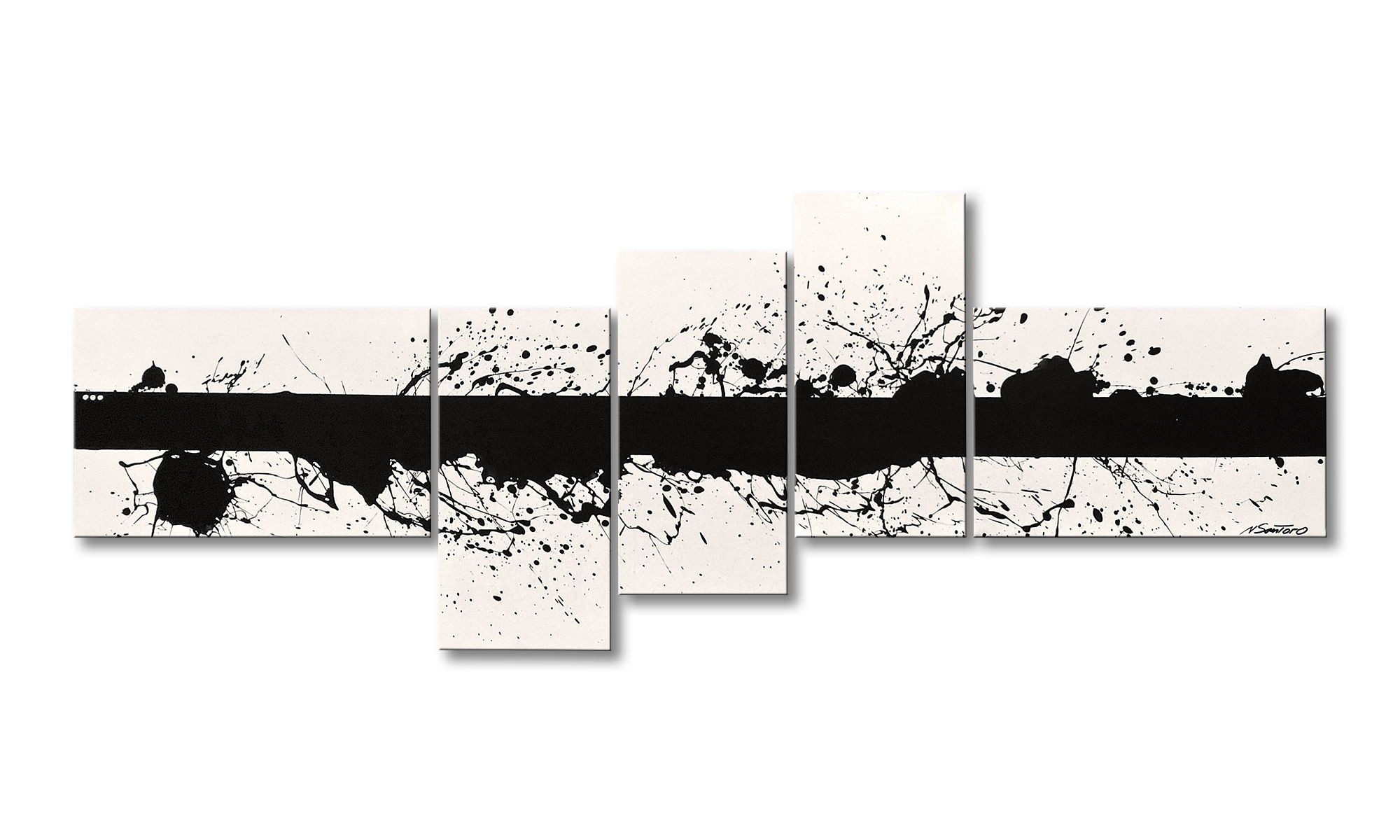 WandbilderXXL XXL-Wandbild Cut White 210 x 80 cm, Abstraktes Gemälde, handgemaltes Unikat