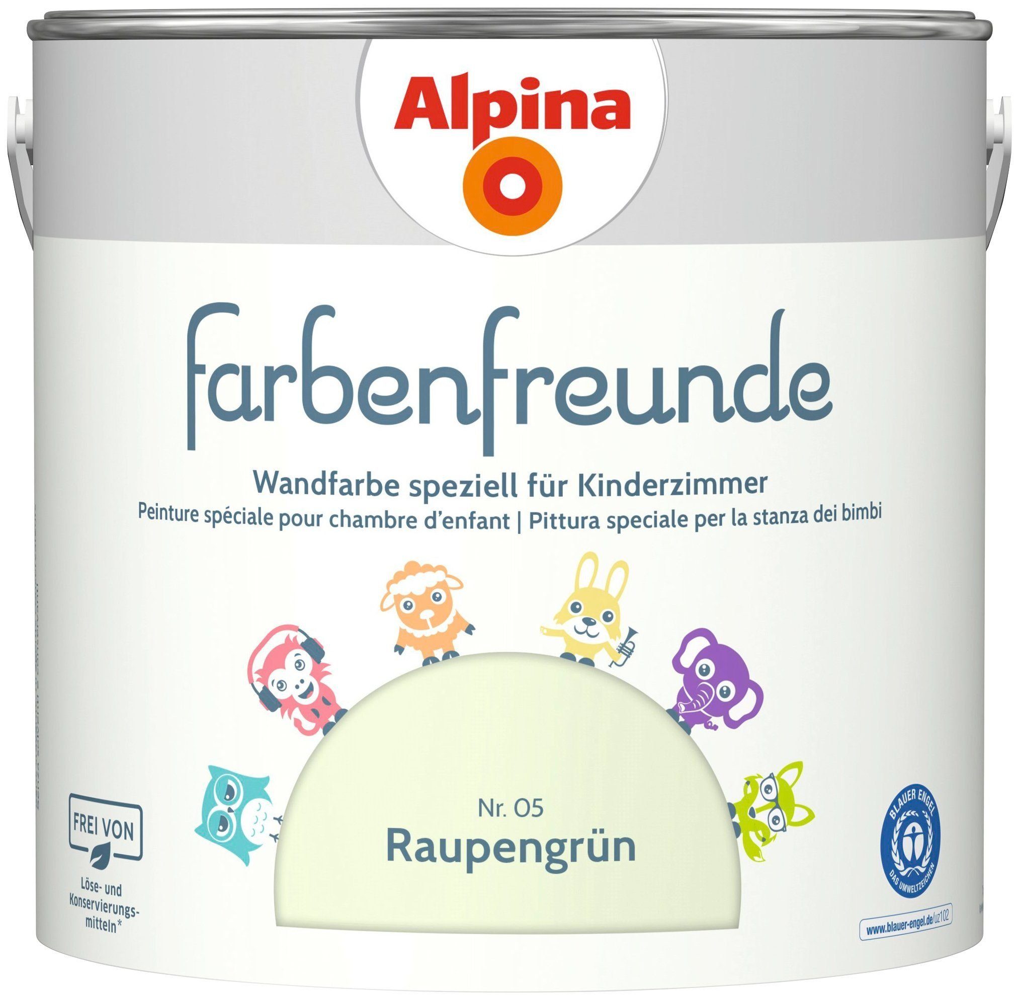 *Alpina* Wandfarbe 2,5 Liter Farbenfreunde Raupengrün No. 5