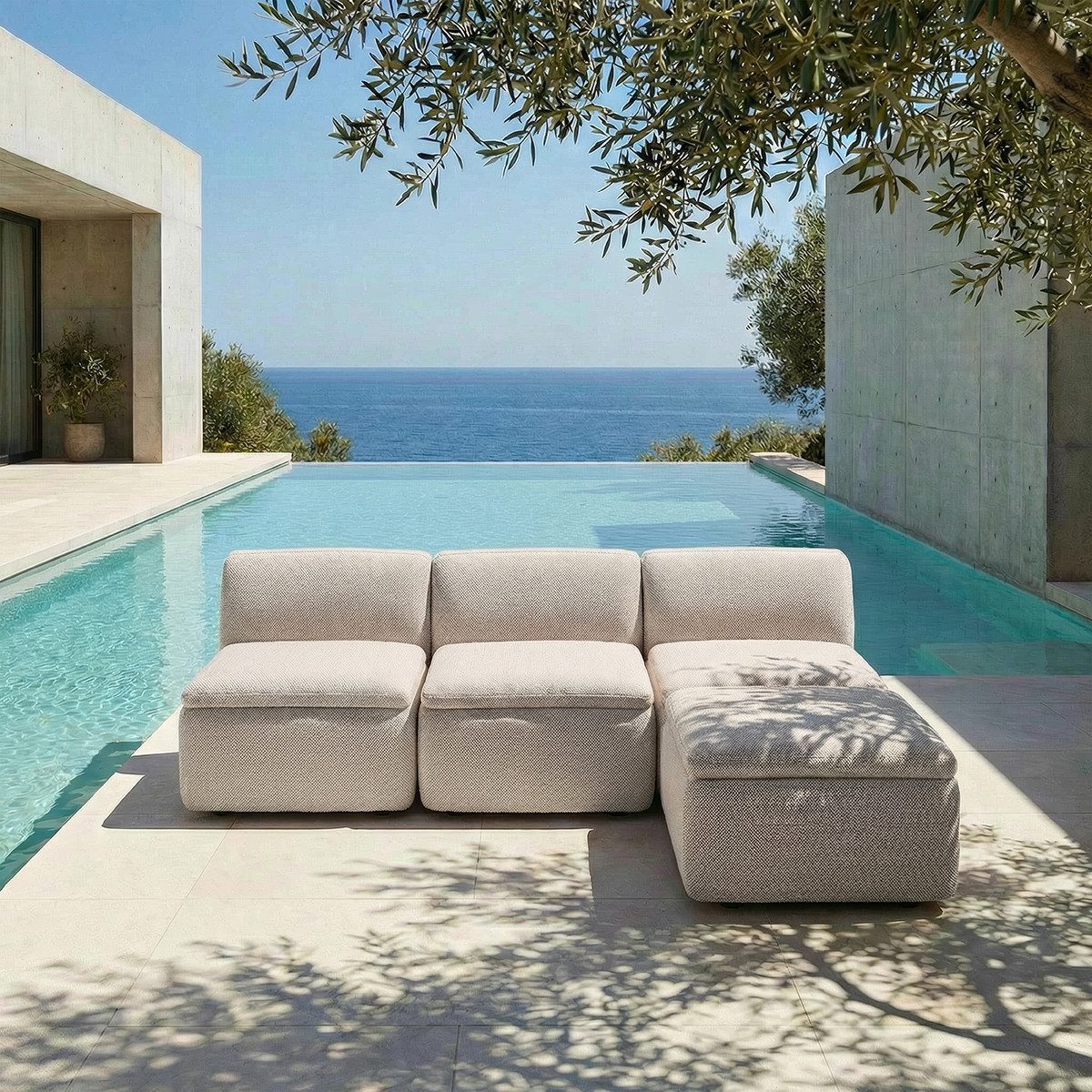 blomus Gartenlounge-Hocker -GROVA- Hocker Modul, Loungehocker, Sitzhocker: Outdoor (1 St., 1x Hocker), flexible Loungefläche, wetterfester Olfein-Stoff, GROVA Serie