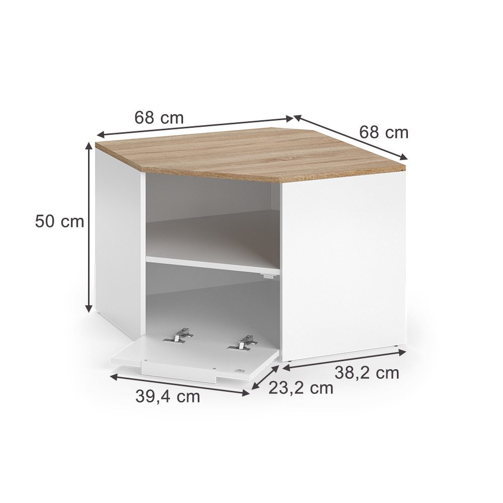 Vicco Lowboard Wido, Weiß/Sonoma, 68 x 50 cm (1 St)