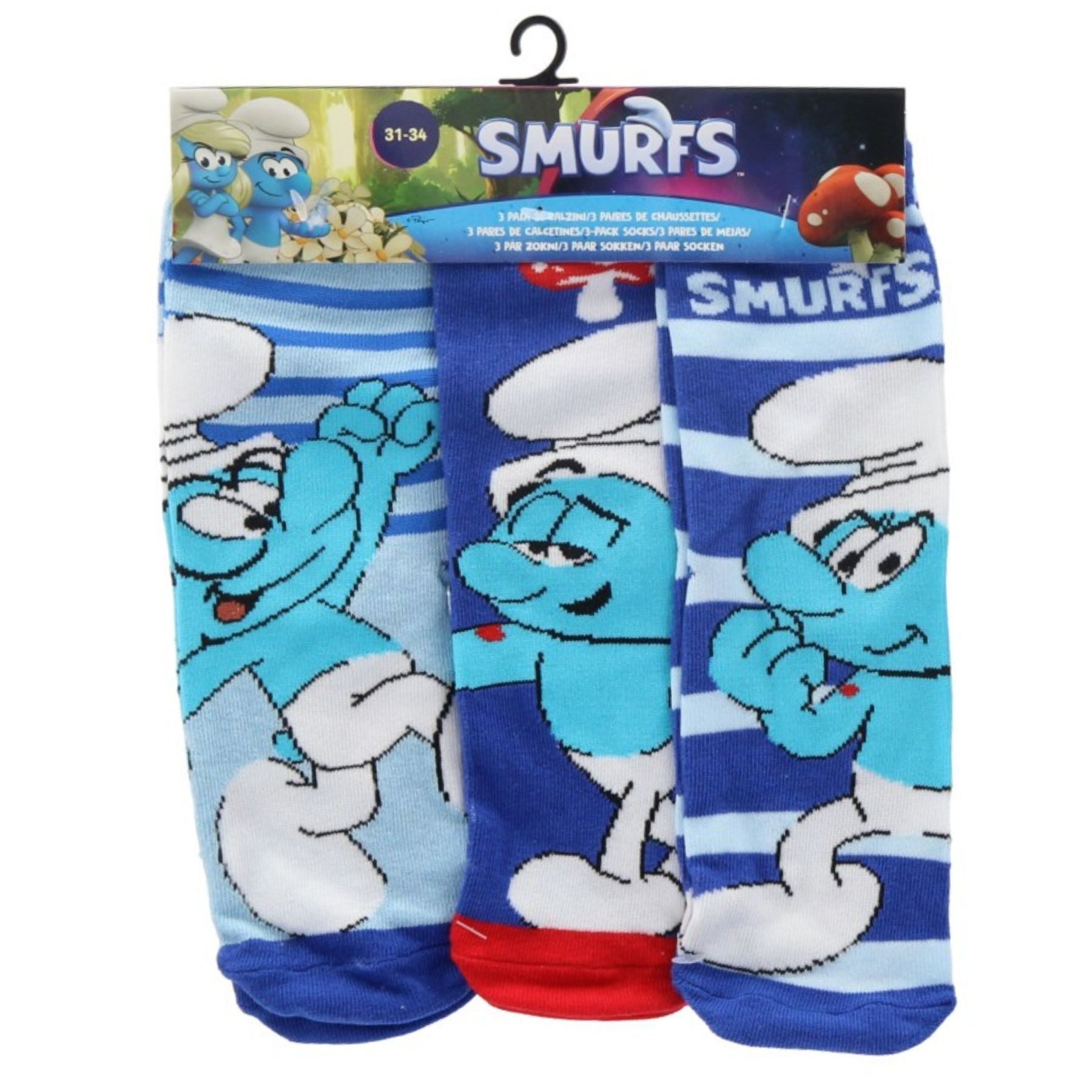 Die Schlümpfe Socken 3er-Pack Kindersocken farbenfroh & komfortabel (3-Paar)
